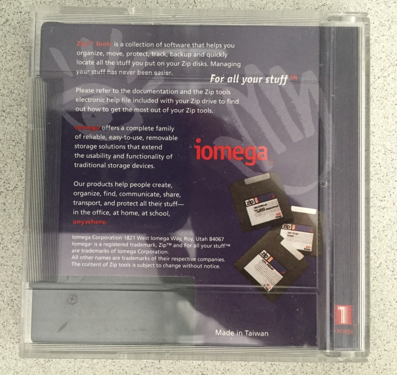 IOMEGA Zip “TOOLS” Software 100 MB Disk w/Plastic Case & Insert