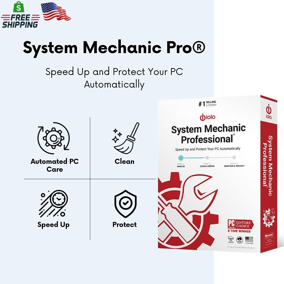 Iolo – System Mechanic Pro, Computer Cleaner for Windows, Blocks Viruses and Spy