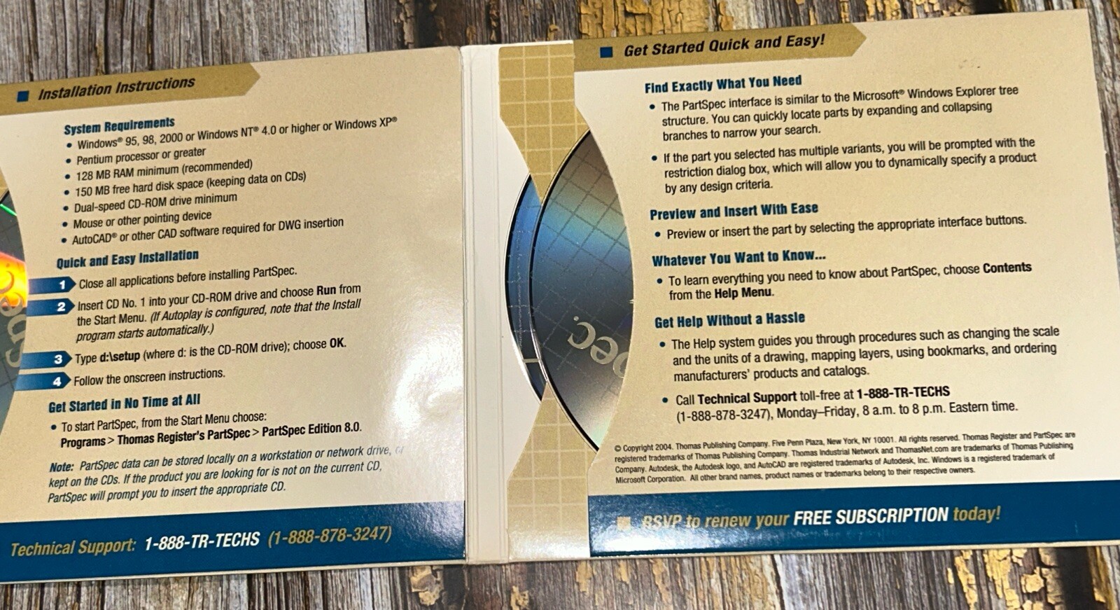 ThomasNet: PartSpec – Edition 8.0 – 8 CD-ROM Set Windows XP 2000 98 95 CAD Parts