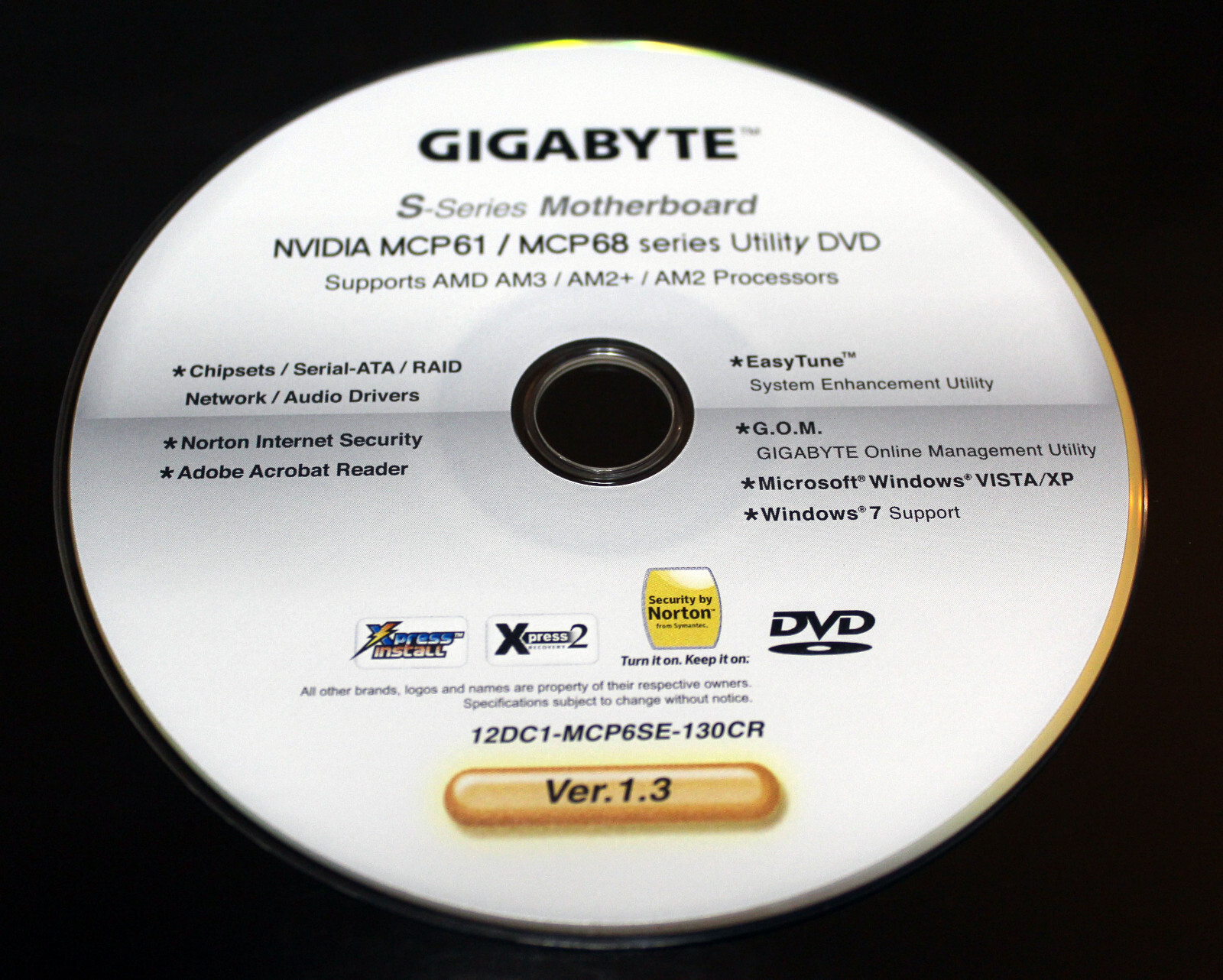 Gigabyte S-Series Nvidia MCP61 / MCP68 Utilities Supports AMD,AM3,AM2CD Ver. 1.3