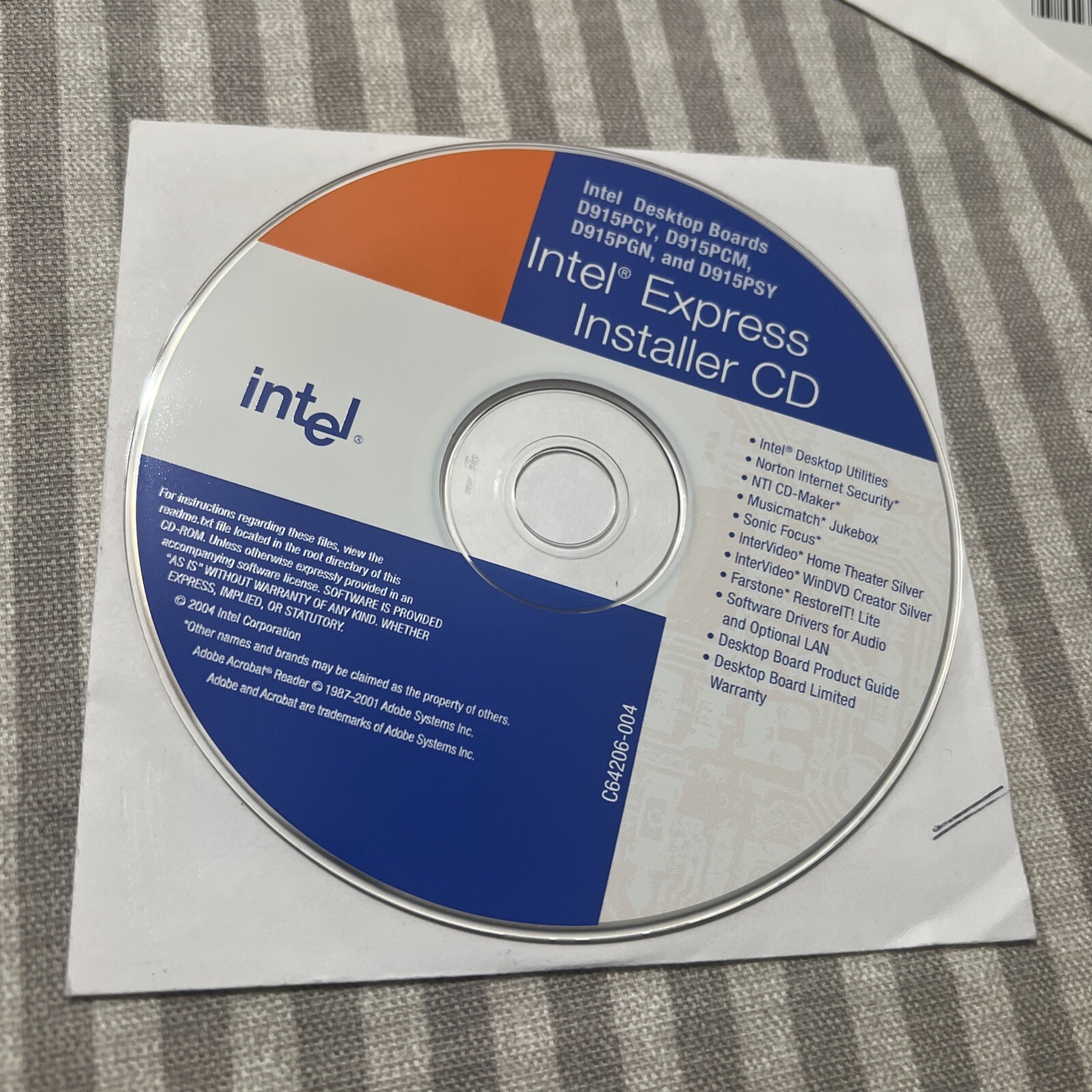 Intel Express Installer CD For Intel Desktop Boards D915pcy, D915pcm, D915pgn