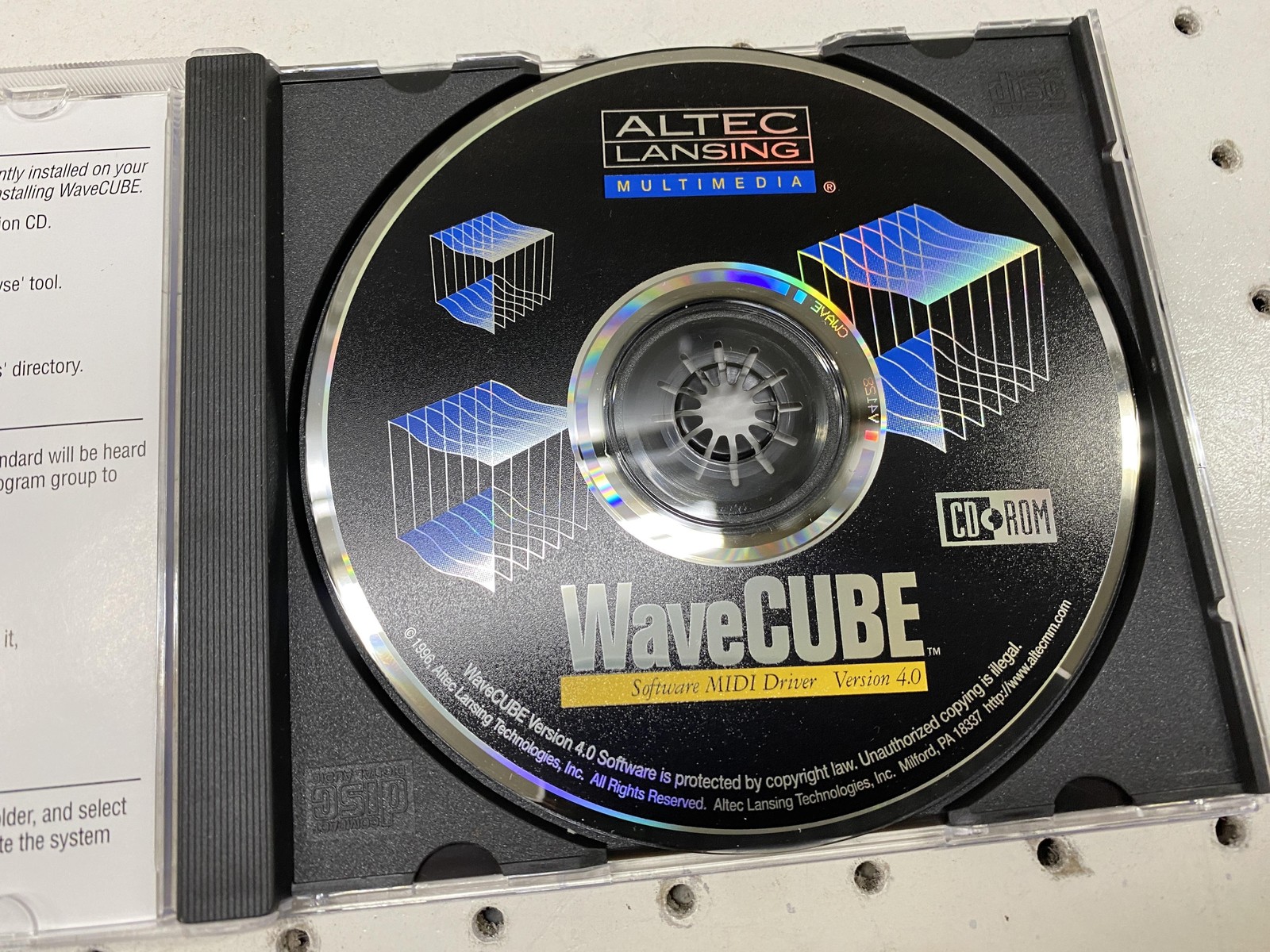 Vintage 1996 Altec Lansing WaveCUBE MIDI Driver 4.0 Software CD-ROM Windows 95