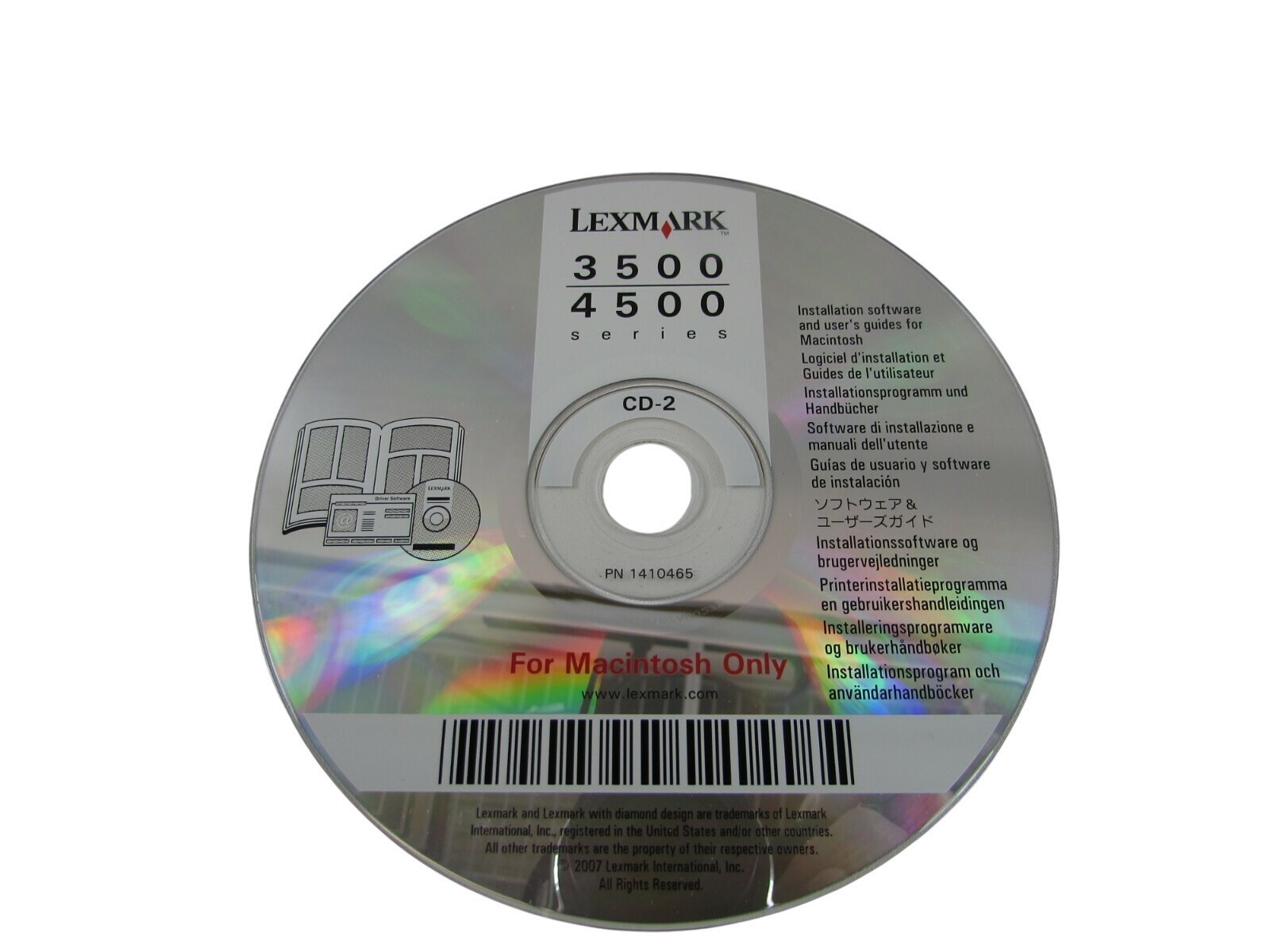 Lexmark 3500 4500 Series CD 2 Installation software For Macintosh Only 33092