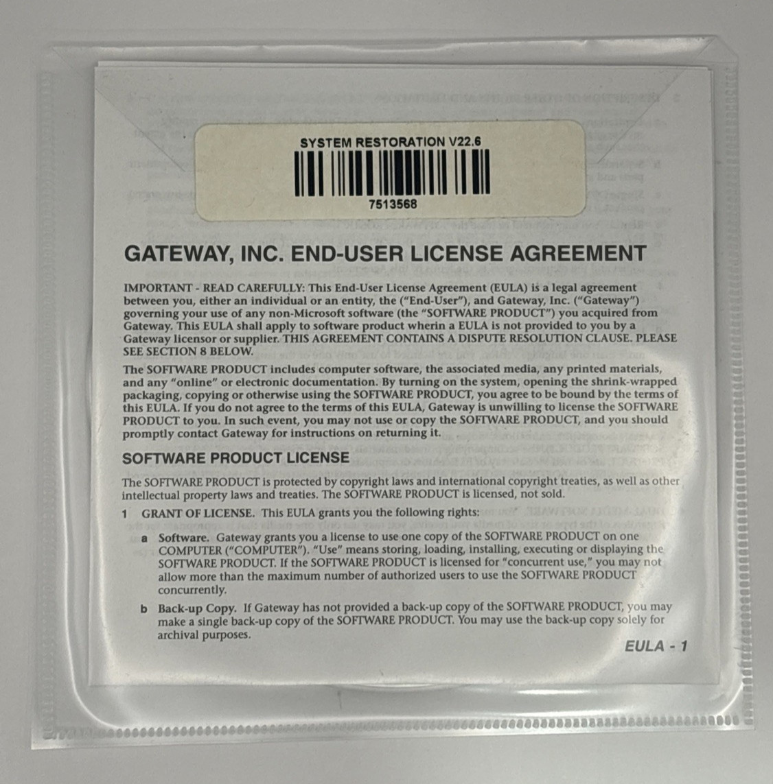 PC Software CD Disc Gateway Drivers Version 22.6