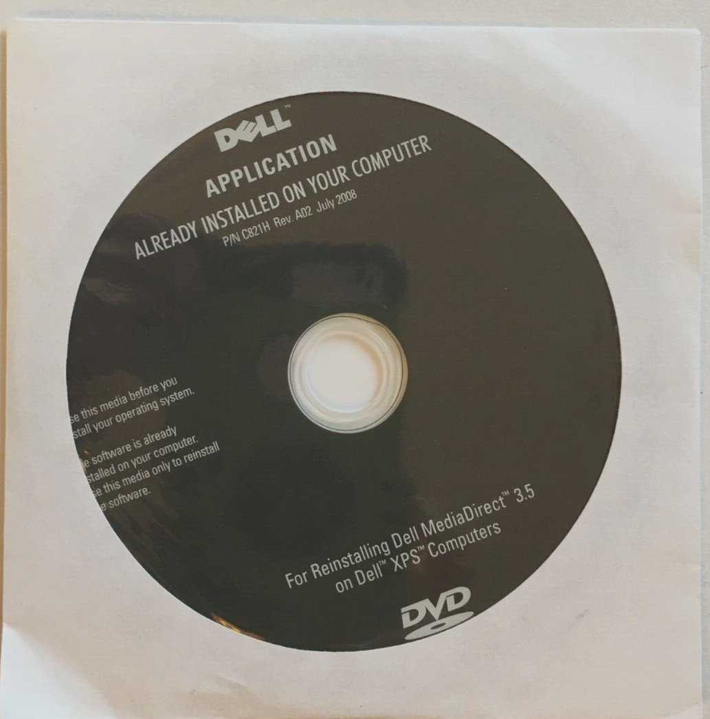 Dell Application P/N C821H Rev. A02 July 2008 For Reinstalling Dell MediaDirect