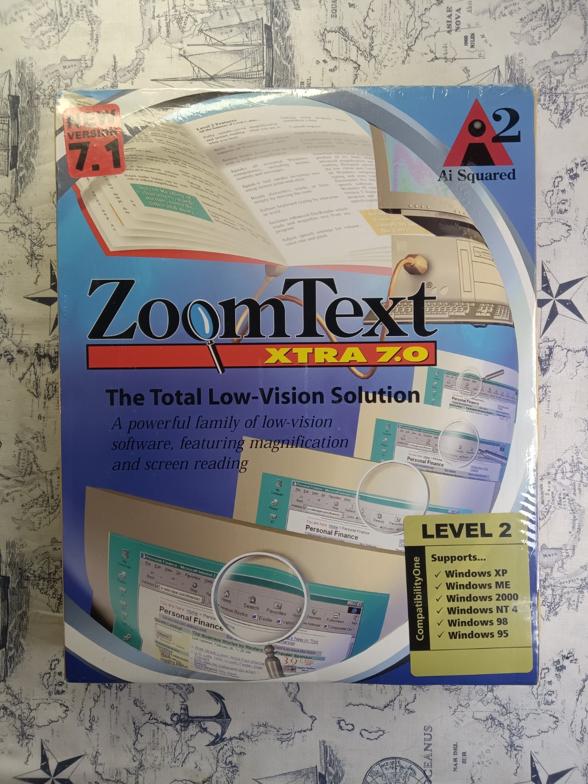 Ai Squared ZoomText Xtra 7.1 Windows XP 98 95 PC CD-ROM Big Box New/Sealed