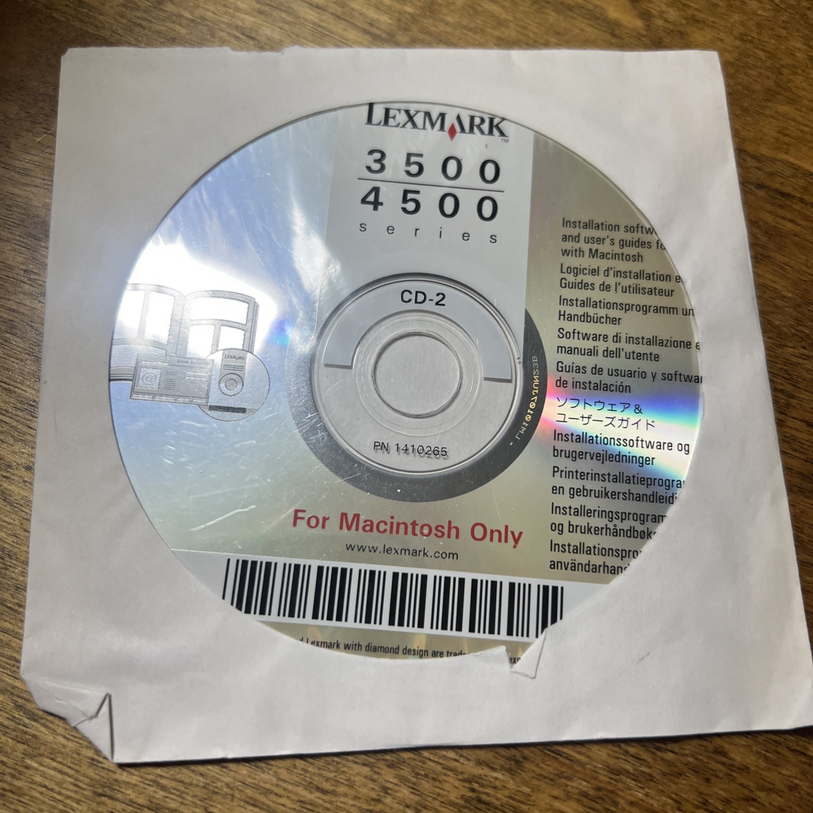 Lexmark 3500/4500 Series CD-2 Installation CD setup software For Macintosh Only