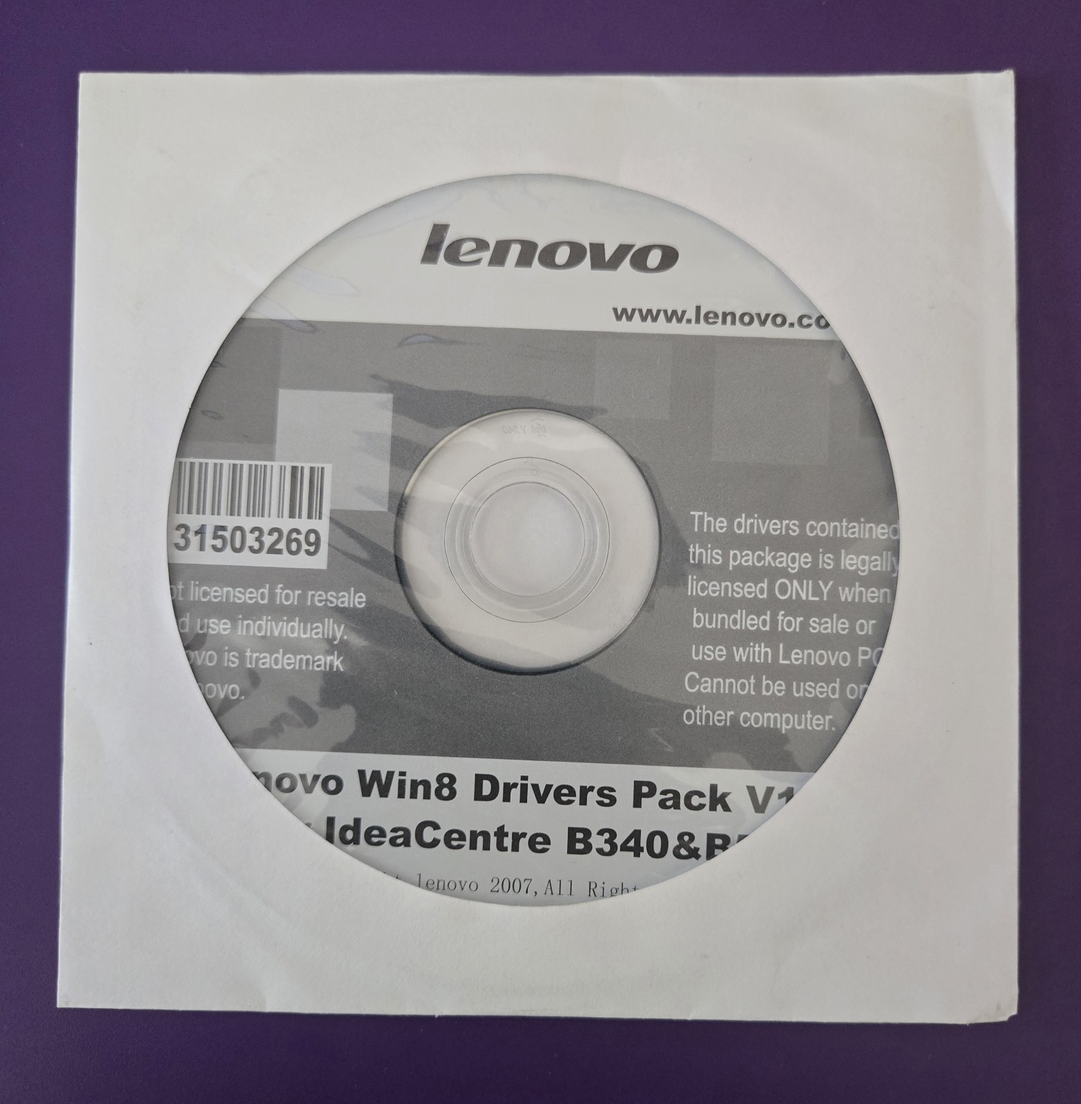 Lenovo Win8.1 Drivers Pack CD 2007 V1.0 Desktop IdeaCentre B340/B540 Series Disc