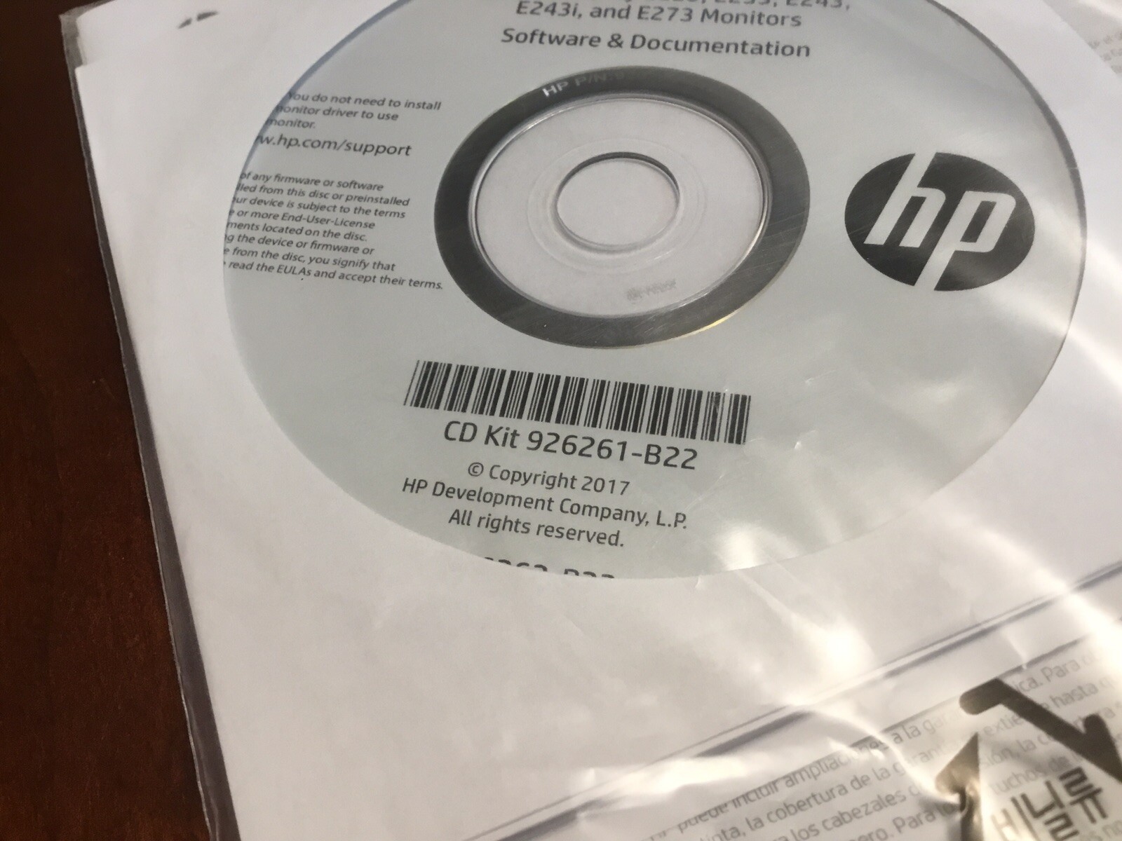 HP CD Kit 926261-B22 Elite Display Software & Documentation E223 E233 E243 NEW