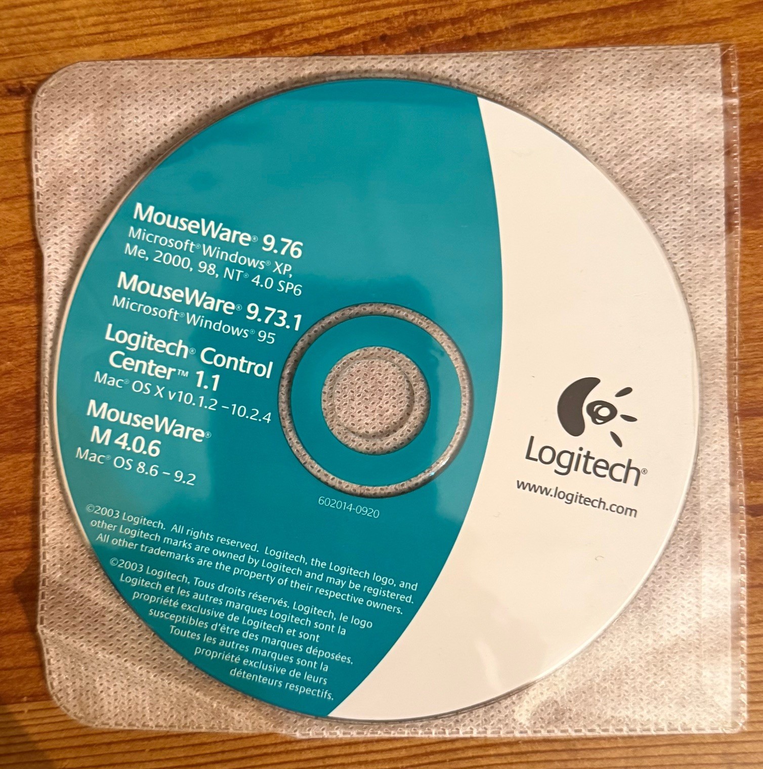 Logitech MouseWare 9.76 CD-ROM for Windows & Mac OS – Disc Only – For Mouse