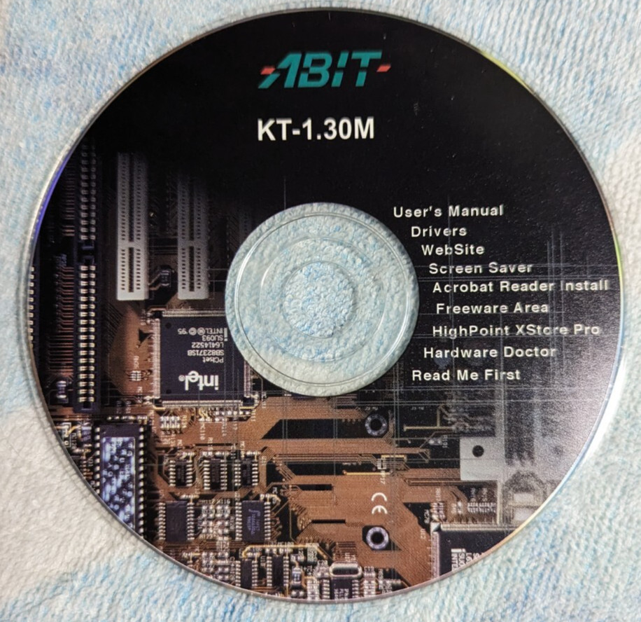 ABIT Motherboard Rev. KT-1.30M Installation Disc CD Disk Only