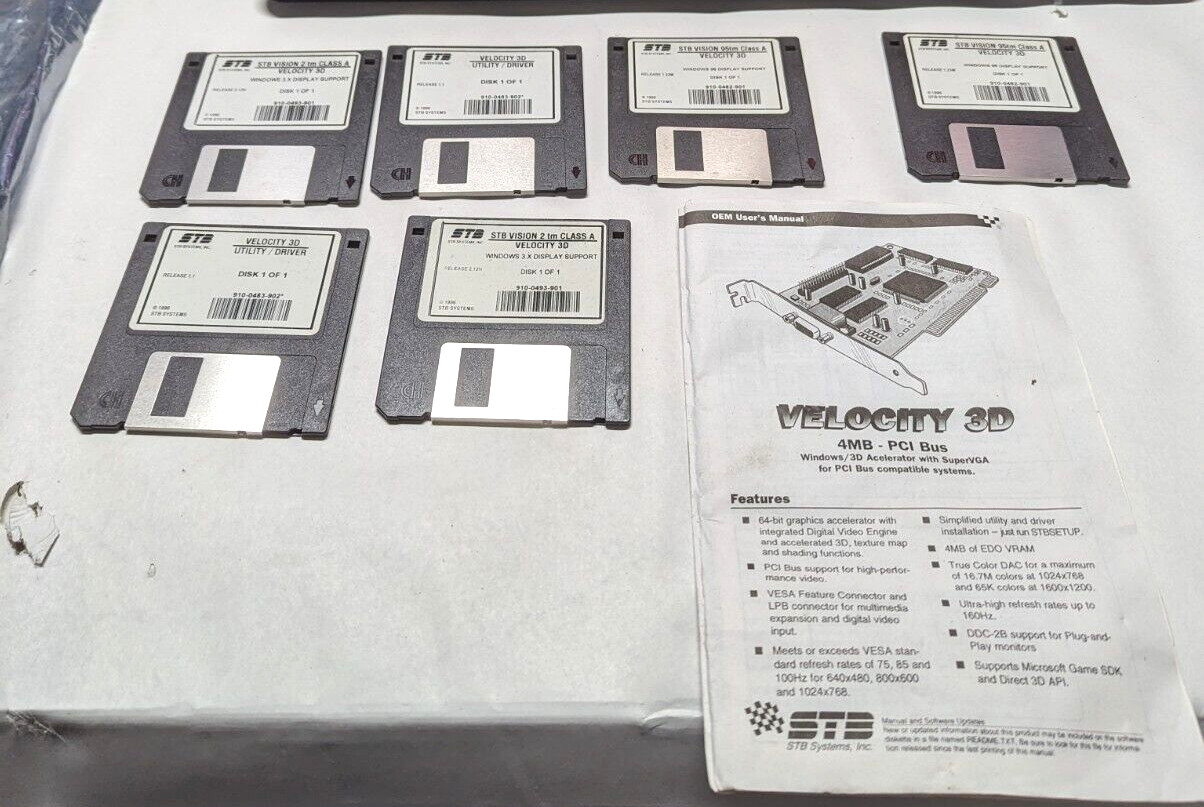 STB Vision 95Tm Class A velocity 3d drivers on disk! VINTAGE