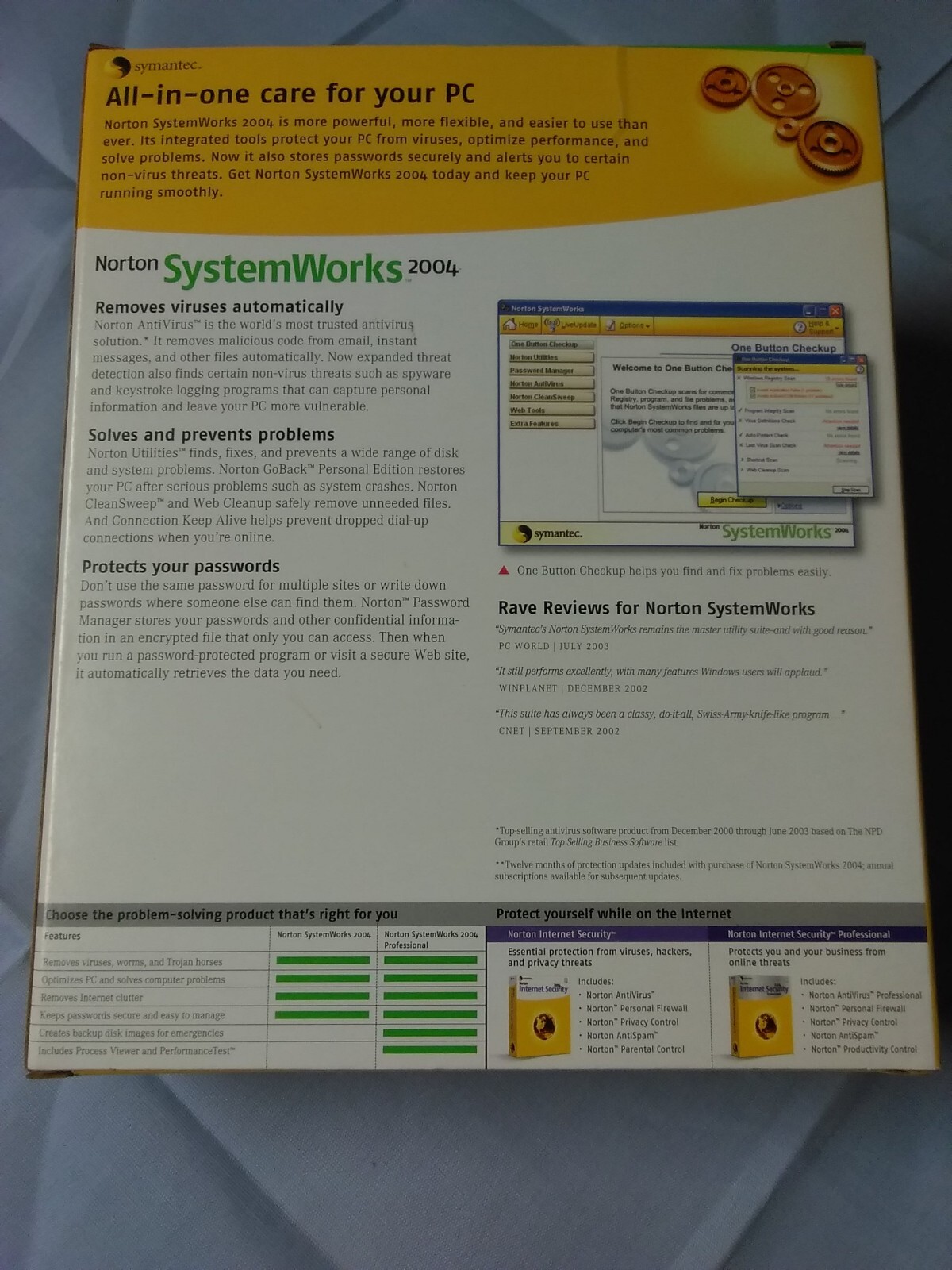 Symantec Norton SystemWorks 2004 Key – Disc User’s Guide Original Box – Windows