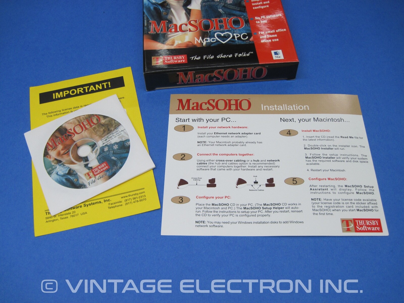 Apple Macintosh MacSOHO Software – V 1.0 – MAC PC File Sharing (Mac OS 8.6 9.X)