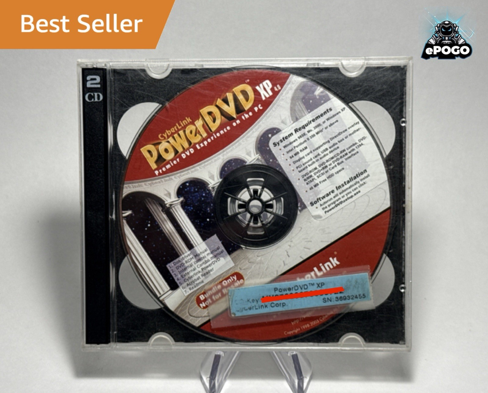Cyberlink PowerDVD XP 4.0 DVD w/ Install Key Sonic MyDVD Installer Disc Bundle!