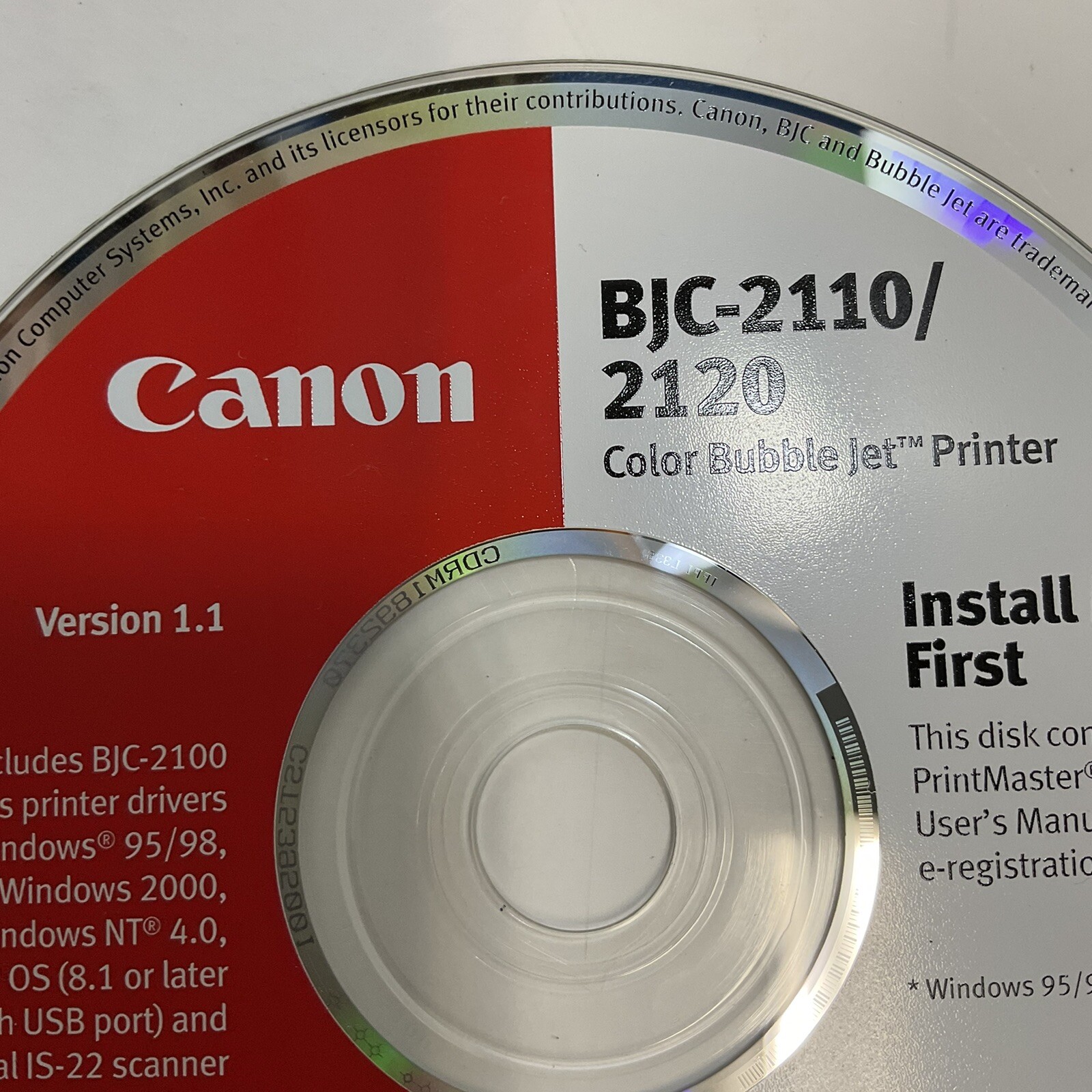 Canon BJC-2110/2120 Color Bubbke Jet Ver 1.1 Instal Driver Disk
