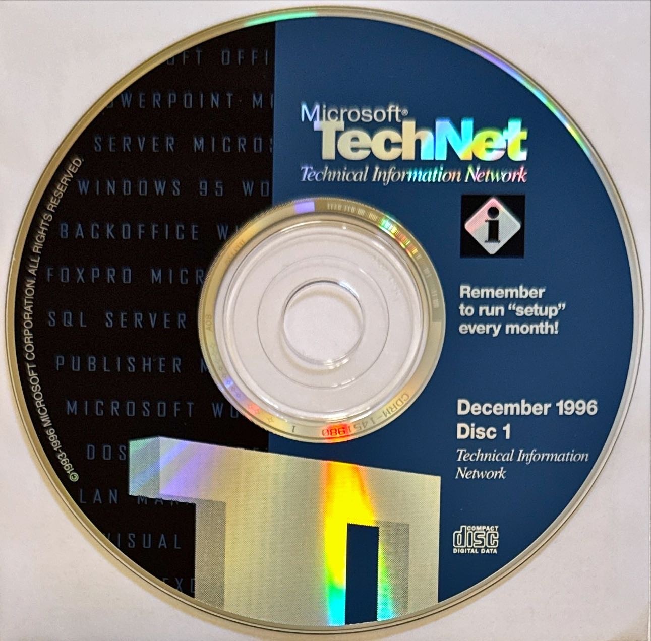 Microsoft TechNet December 1996 Volume 4, Issue 12, 3-CD Set – Excellent