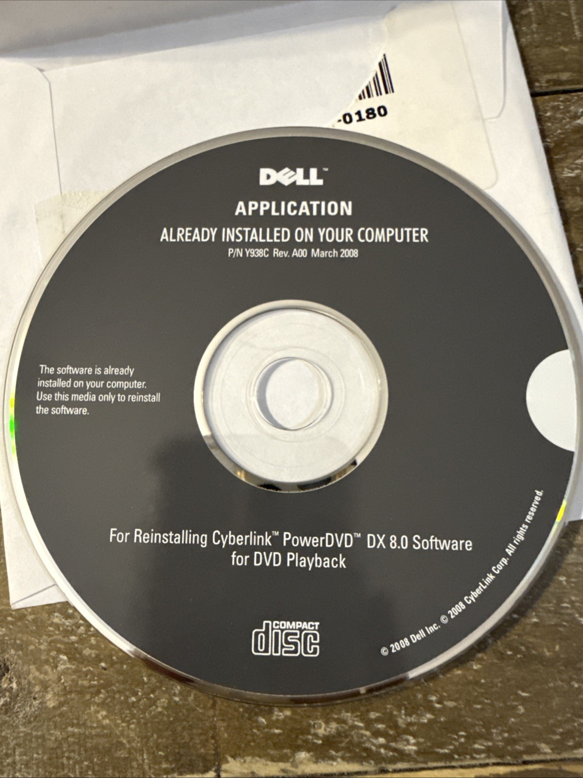 Dell Application Cyberlink PowerDVD Software PC Cd Rom