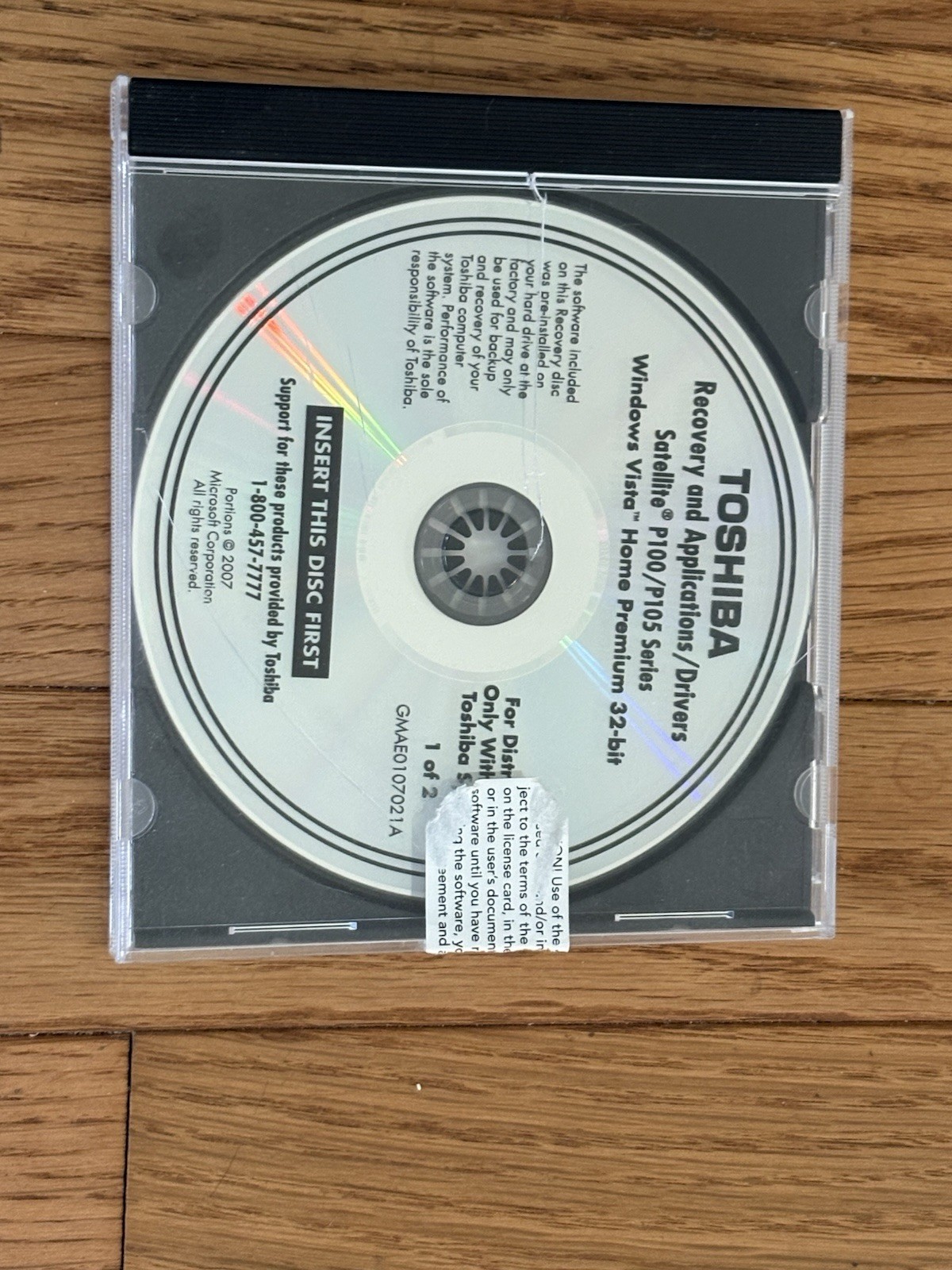 Toshiba Recovery & Application/Drivers Satellite P100/P105 Series Vista 2 Discs