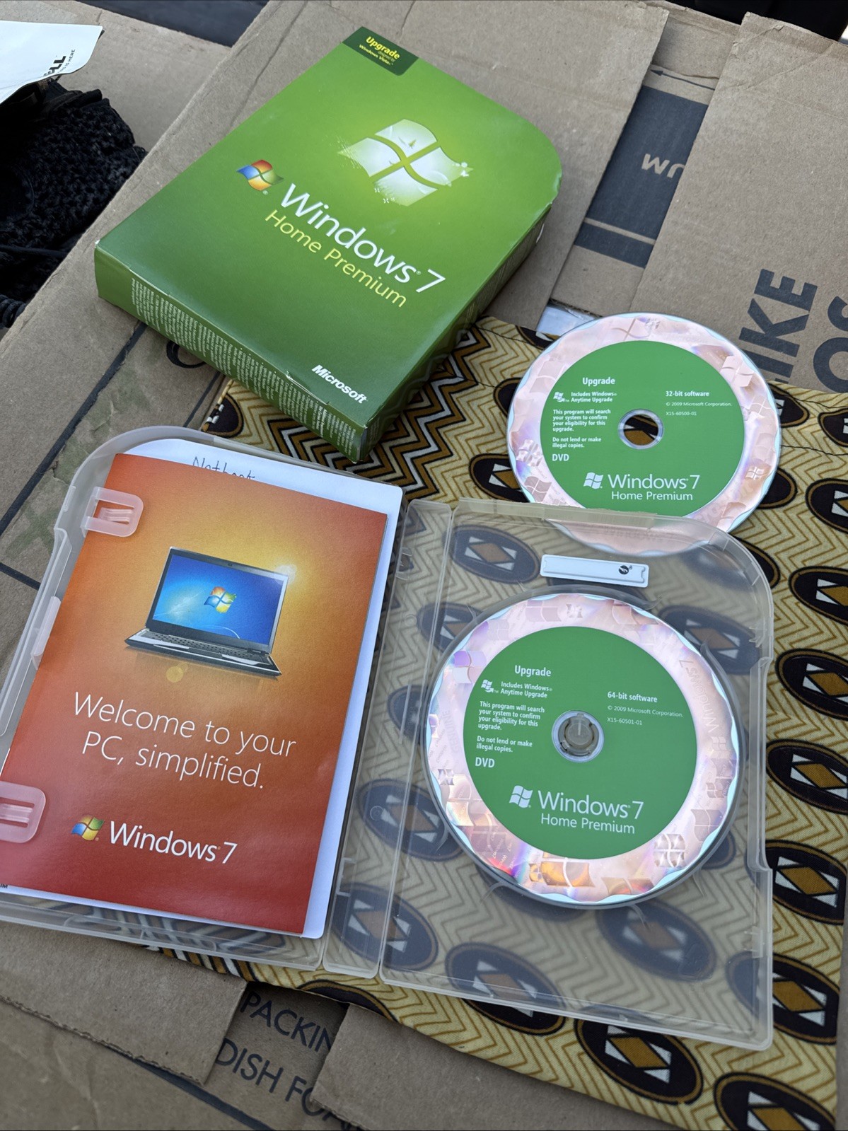 Microsoft Windows 7 Home Premium Upgrade 32 Bit and 64 Bit DVDs MS WIN