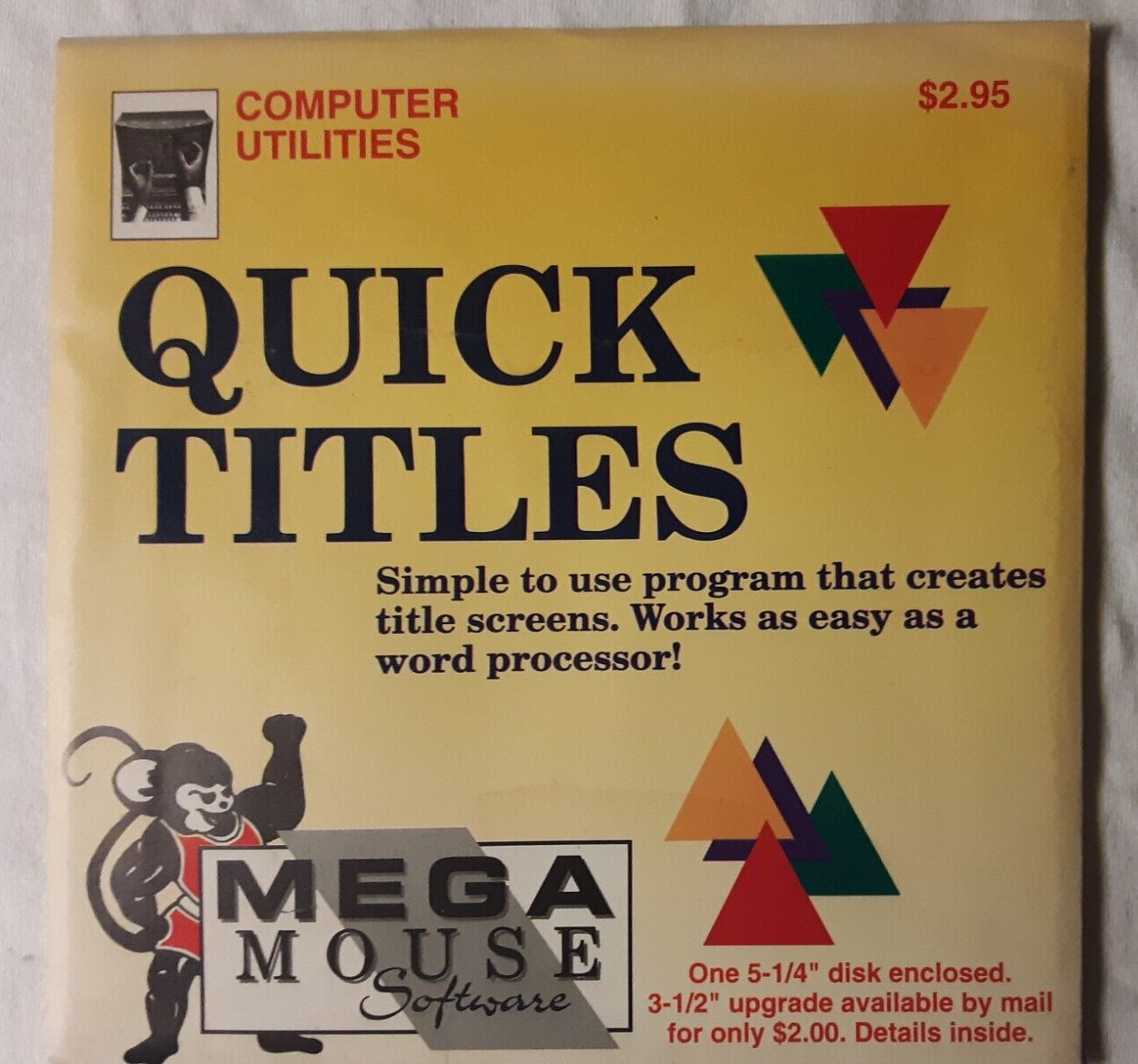 Quick Titles retro 5.25″ floppy disk FREE SHIPPING create screens 1994 SEE NOTE