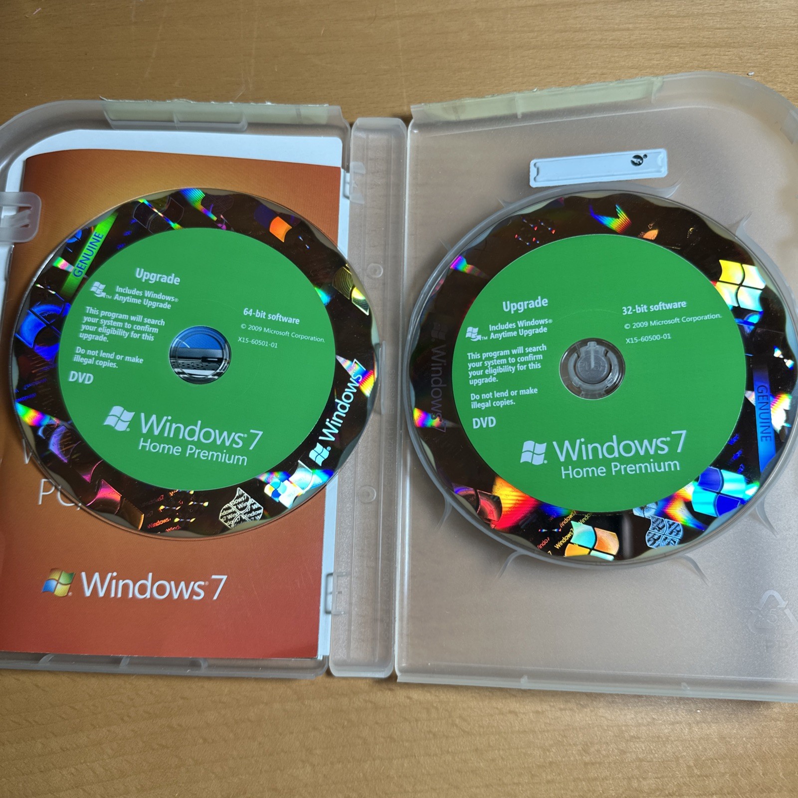 Microsoft Windows 7 Home Premium Upgrade 32 Bit & 64 Bit DVDs Complete w/ Key