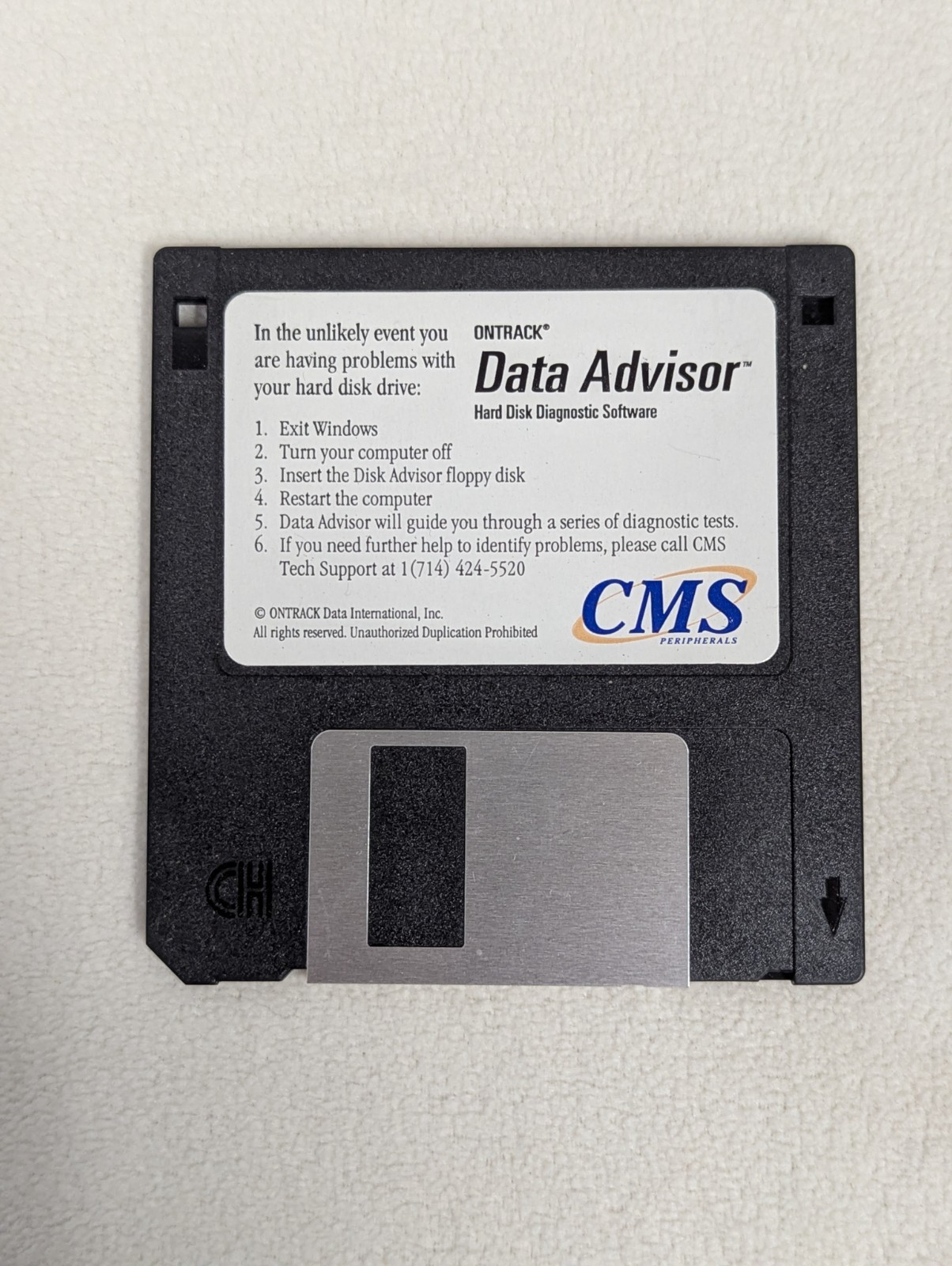 Ontrack Data Advisor 3.5″ Floppy Disk ~ CMS Peripherals Hard Disk Diagnostic