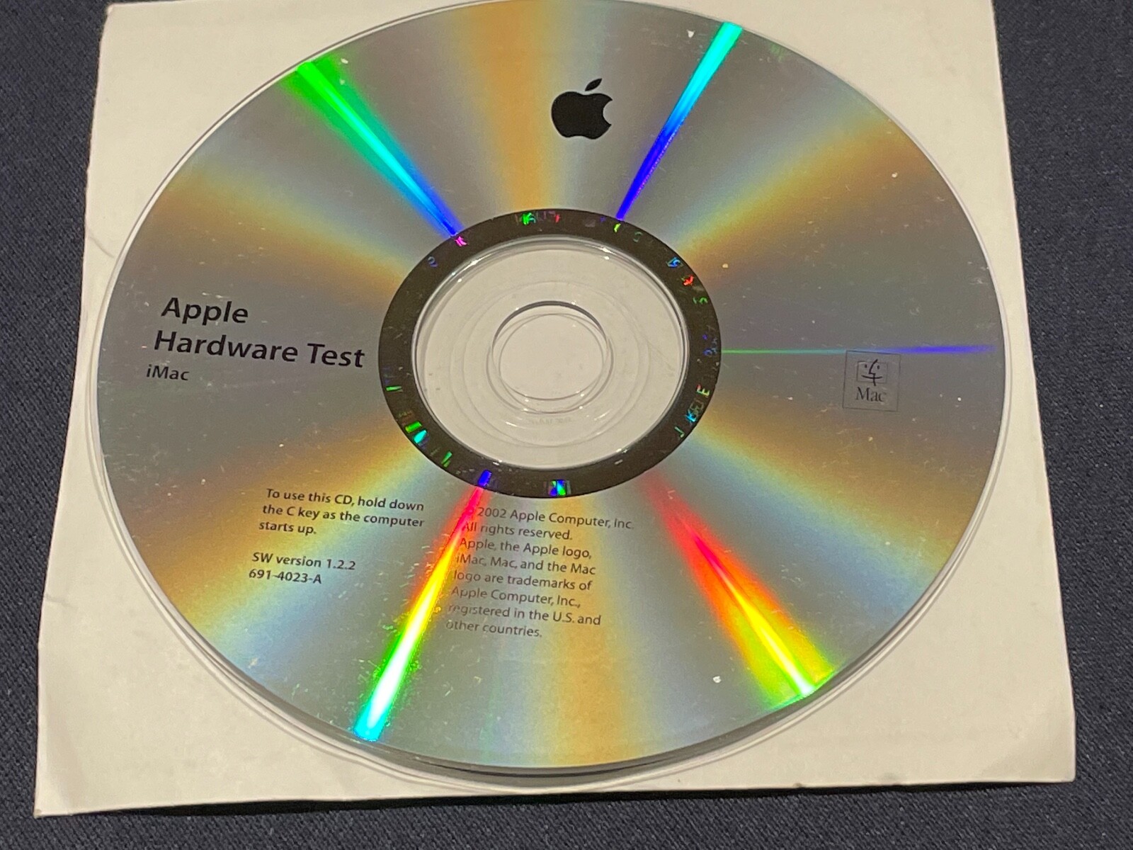 Apple iMac Apple Hardware Test SW Version 1.2.2 691-4023-A 2002 Free Shipping