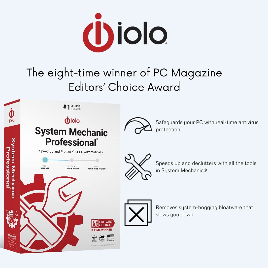iolo – System Mechanic Pro, Computer Cleaner for Windows, Blocks Viruses and…