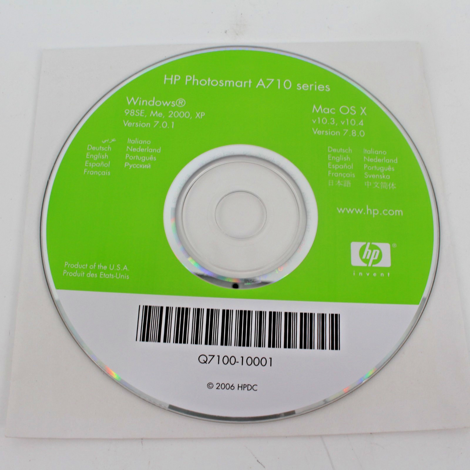 HP Photosmart A710 Series Printer Driver Installation CD Windows 2000 XP Vista