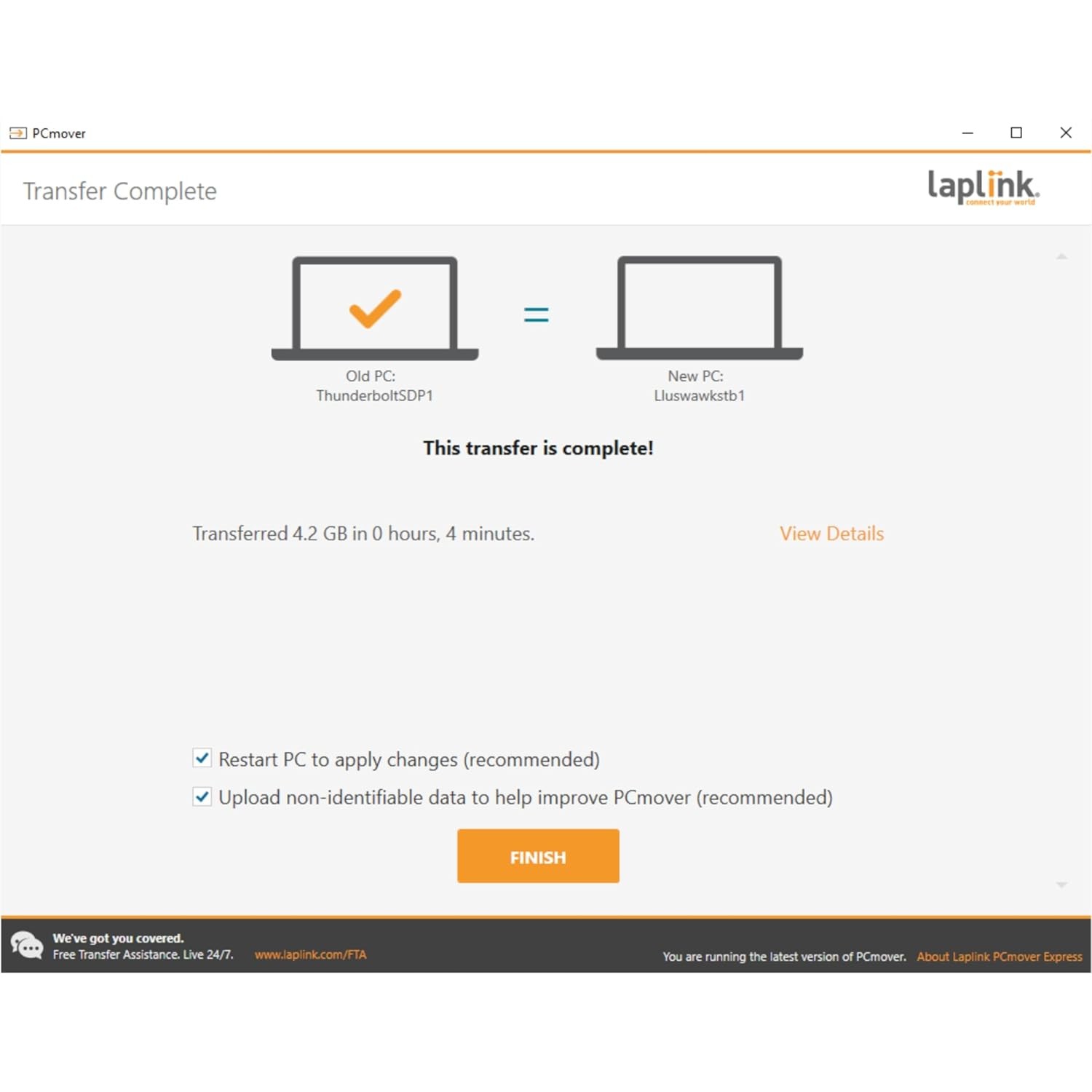LAPLINK Easy Transfer Cable for Windows 11 – USB 2.0 PC to PC Cable with PCmover