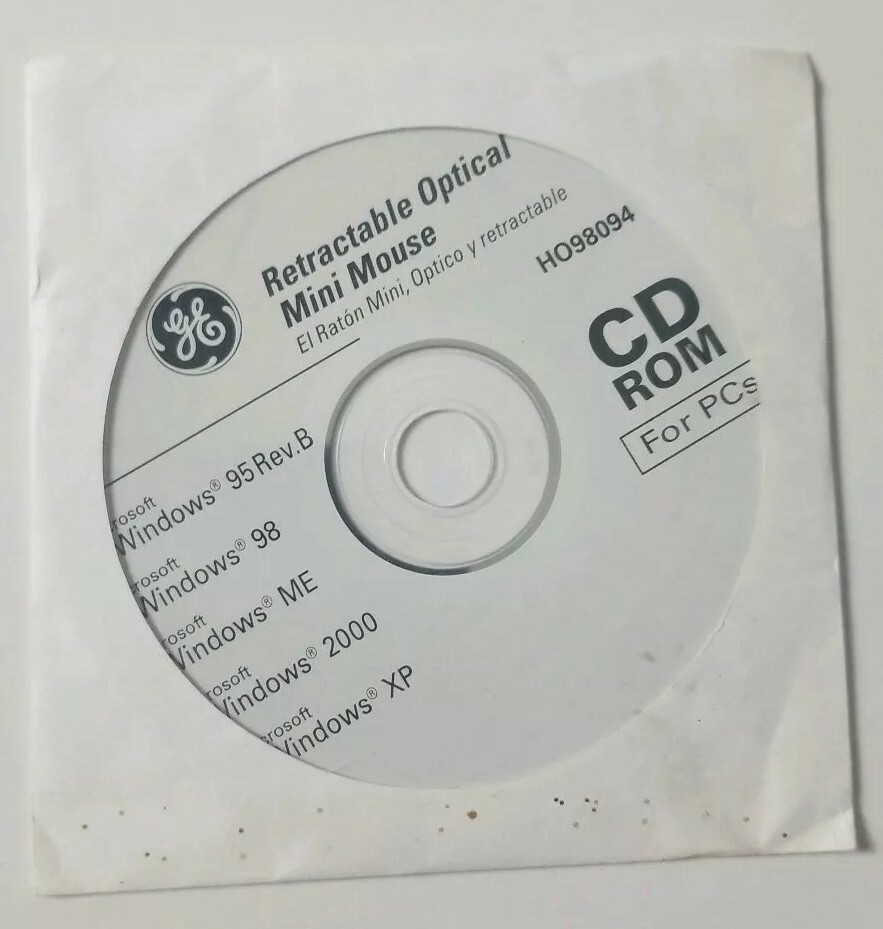 General Electric Retractable Optical Mini Mouse HO98094 PC CD-ROM
