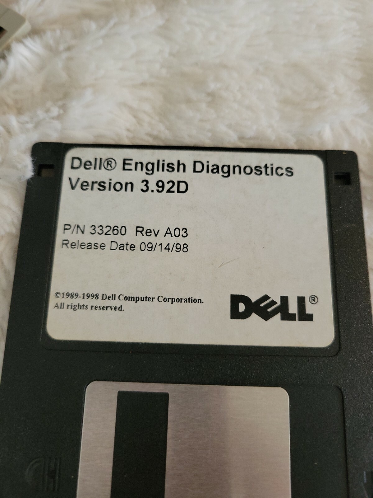 Dell English Diagnostics Version 3.92D P/N 33260 Rev A03 3.5″ Floppy Disk