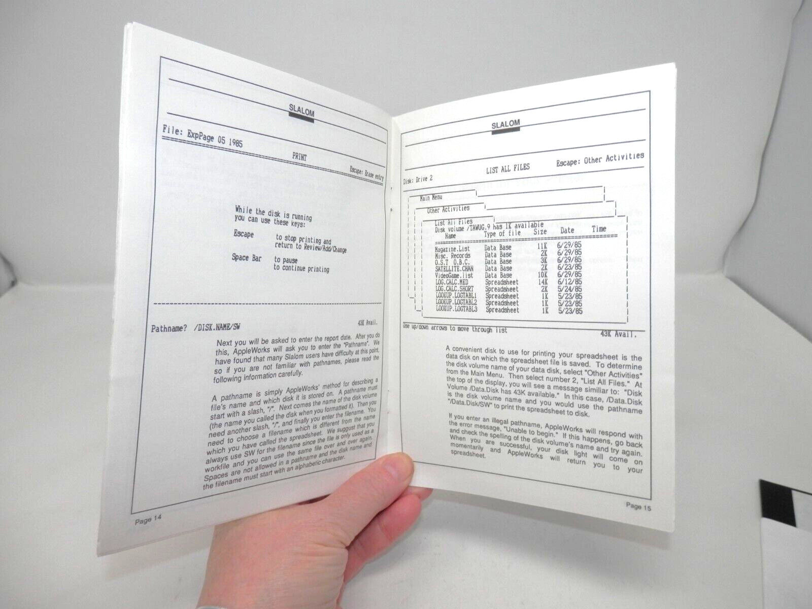Slalom AppleWorks Spreadsheet Printer Program Vintage Software ’85 Apple IIe IIc