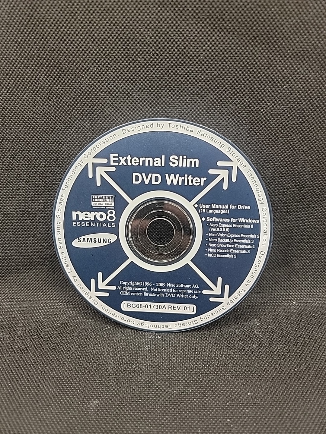 Nero 8 Essentials Samsung External Slim DVD writer disk only