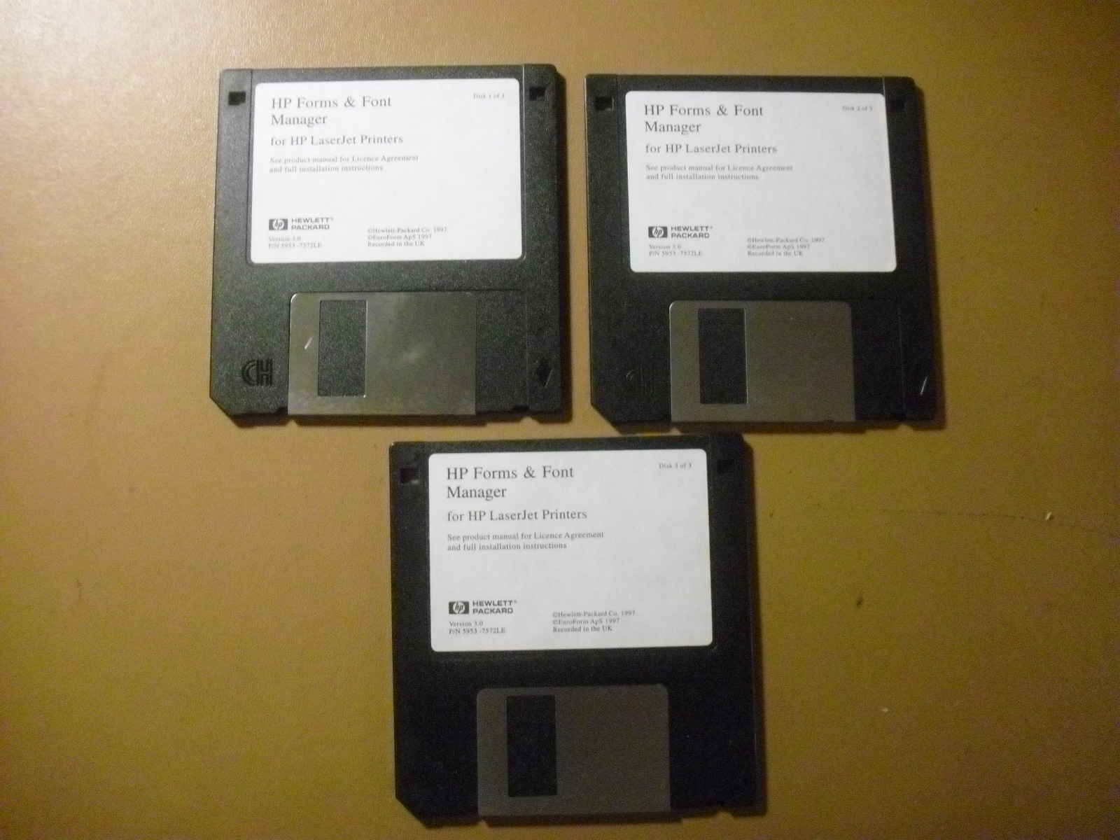 HP Laserjet Forms & Font Manager Software on 3.5″ Disks, 1997 for MS Windows OS