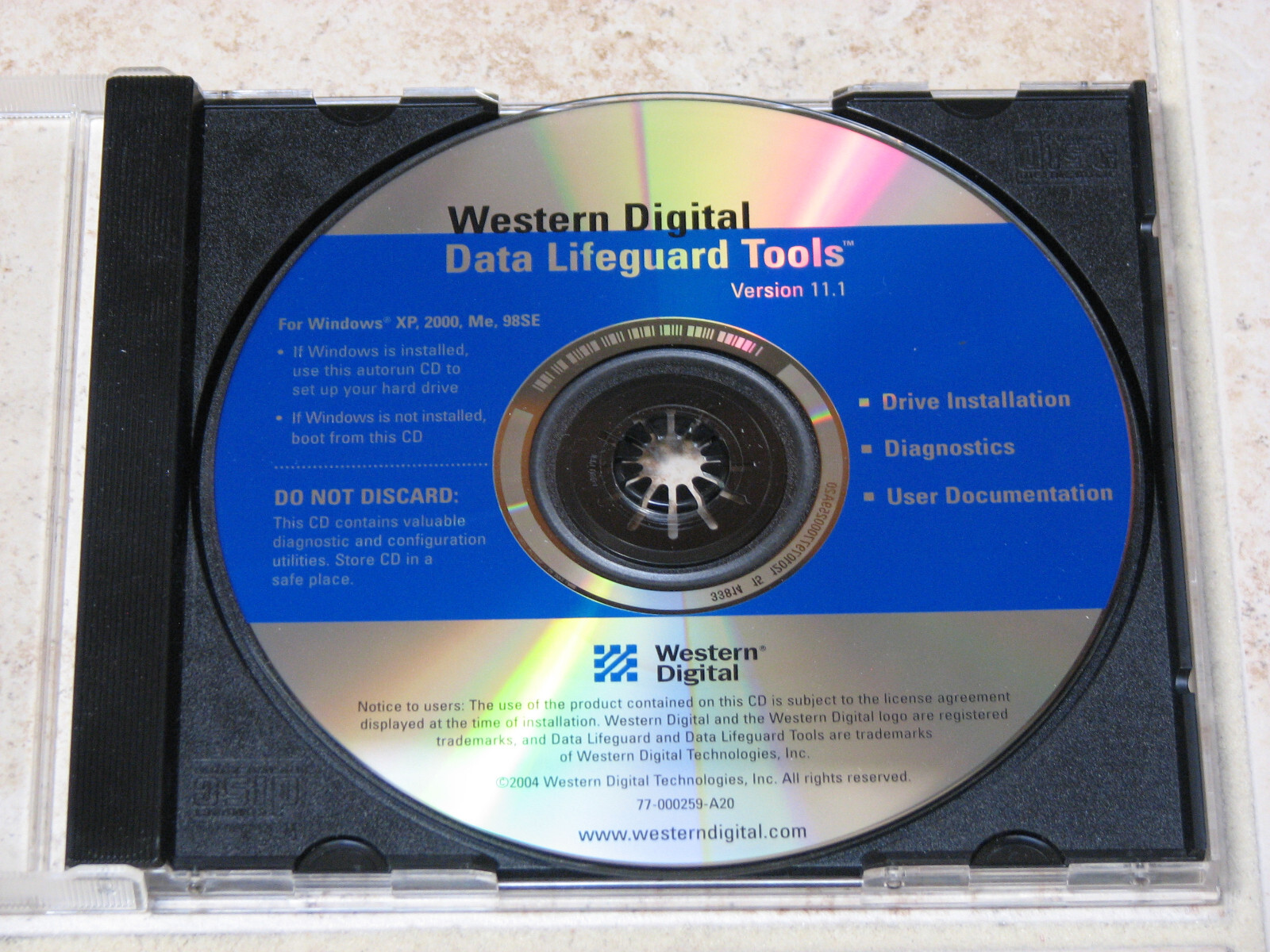 Western Digital: Data Lifeguard Tools CD and Google Software diagnostics