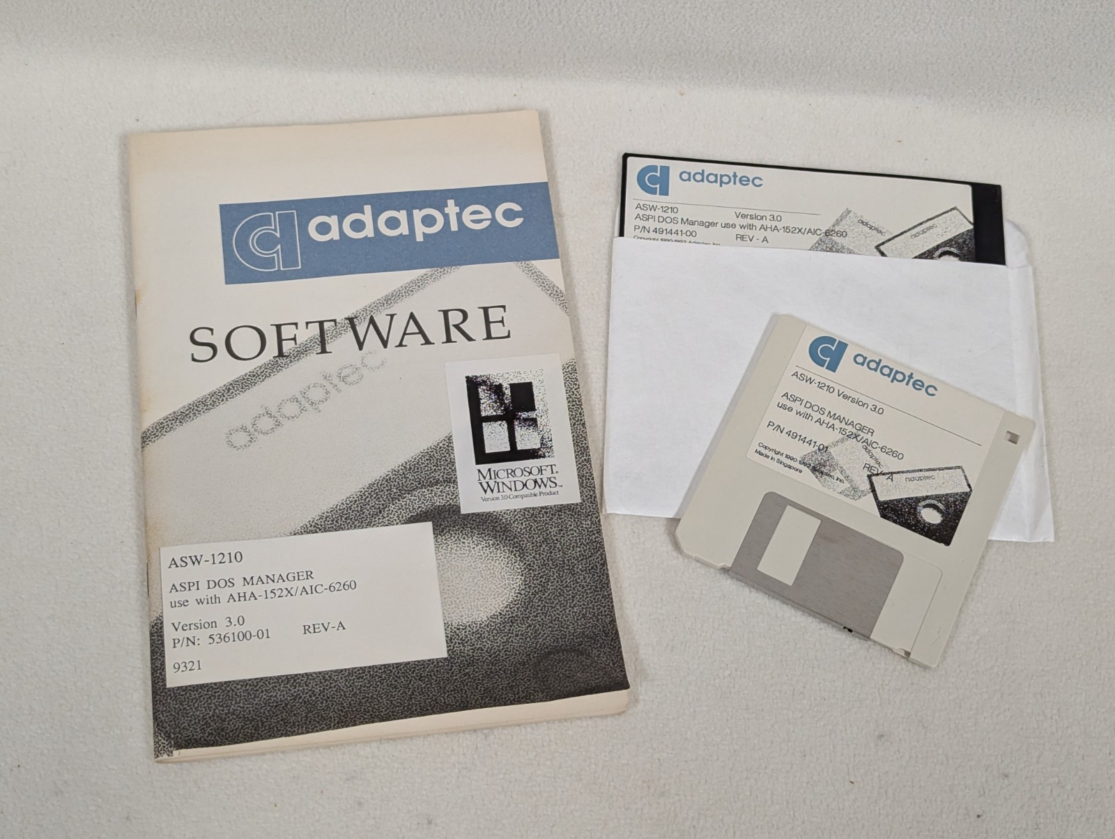 ADAPTEC v3.0 ASPI DOS MANAGER ASW-1210 Windows 5.25″ & 3.5″ Install Floppy