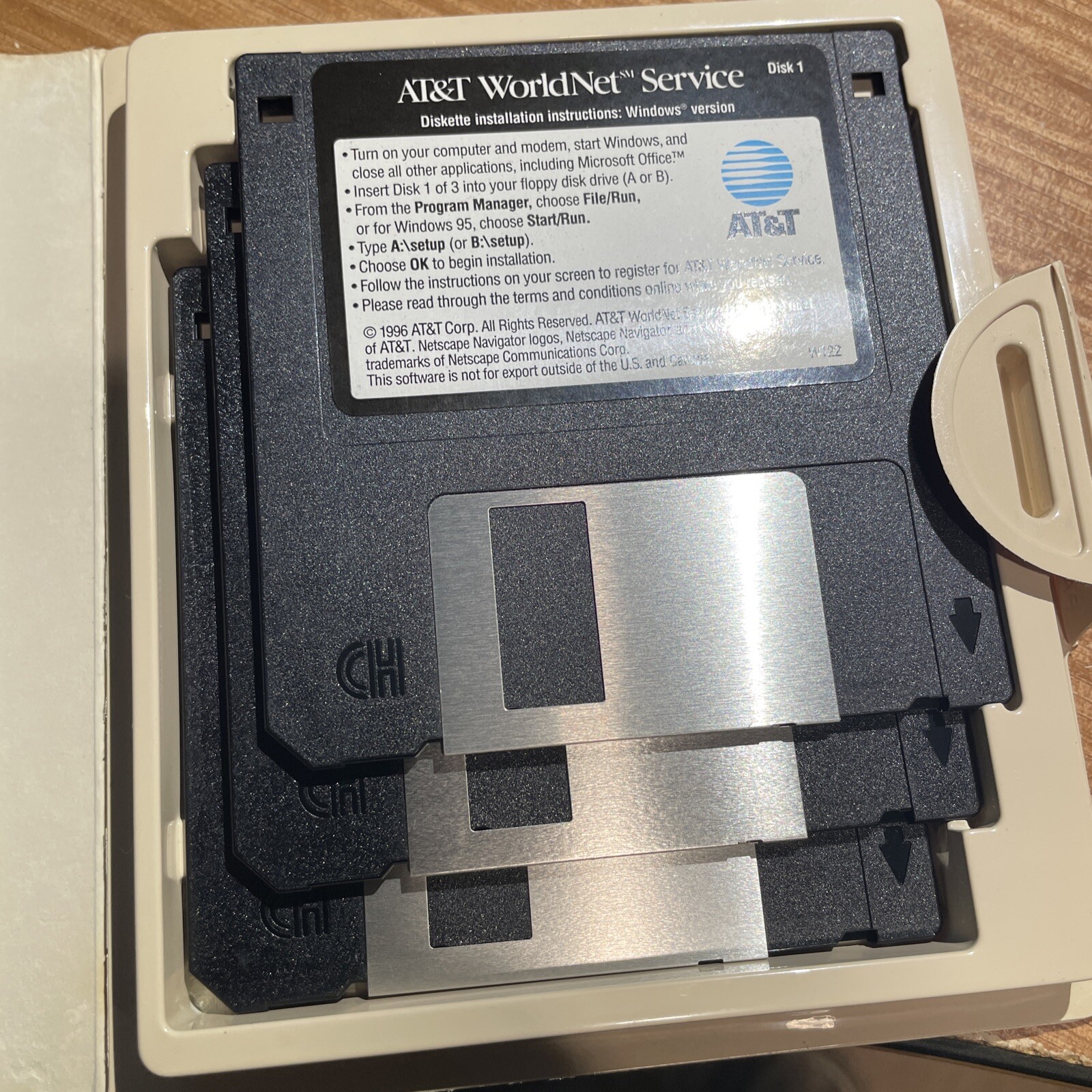 AT&T WorldNet Service 3.5″ RETRO Vintage diskettes Windows v1.0 1996 Netscape !!