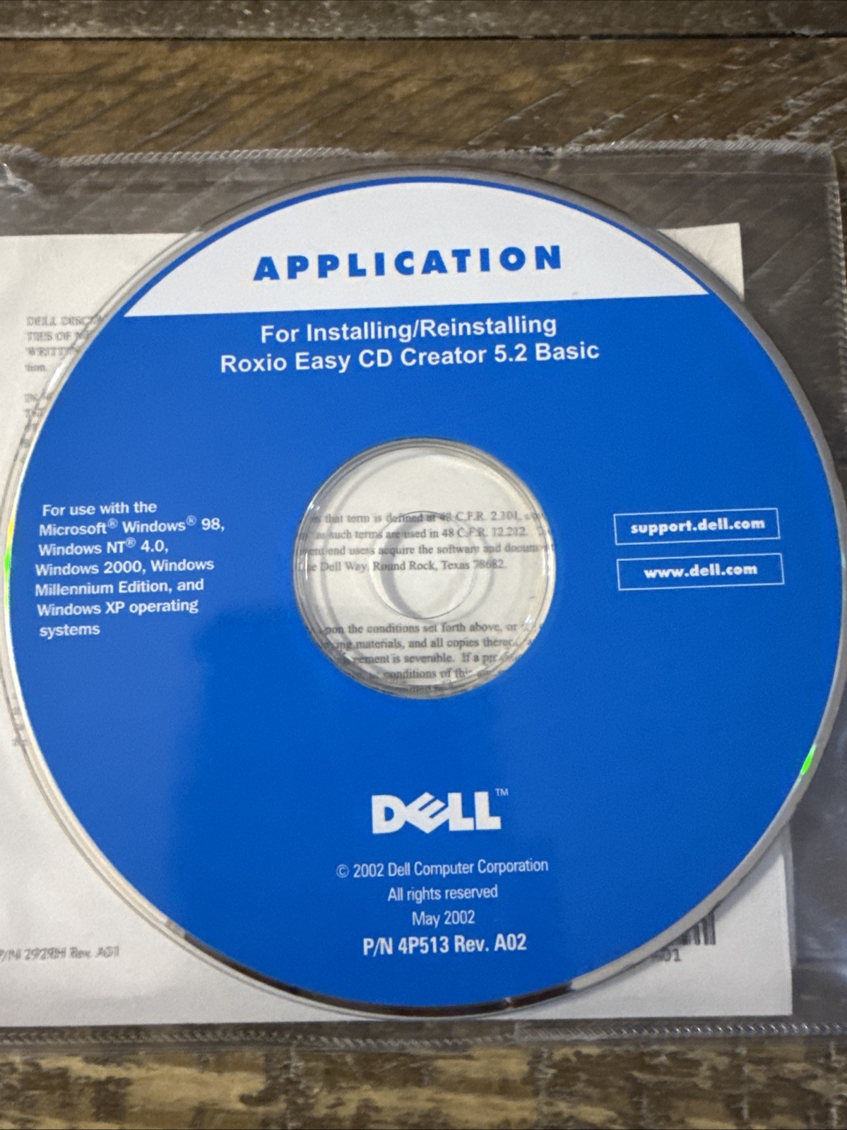 Dell Application Roxio Easy CD Creator 5.2 Software PC Cd Rom