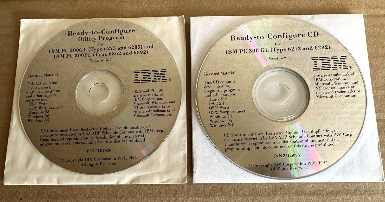 IBM Ready to Configure CD Install & Utilities PC 300GL 300PL Version 2.0 2.1