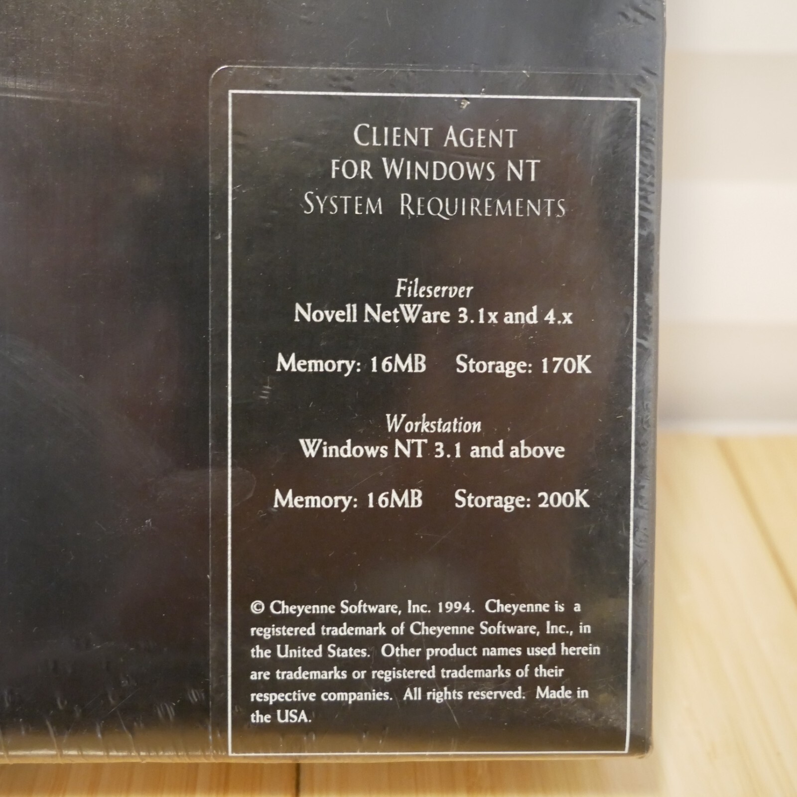 NOS Cheyenne Storage Options Client Agent for Windows NT Novell Netware 3.1-4.x