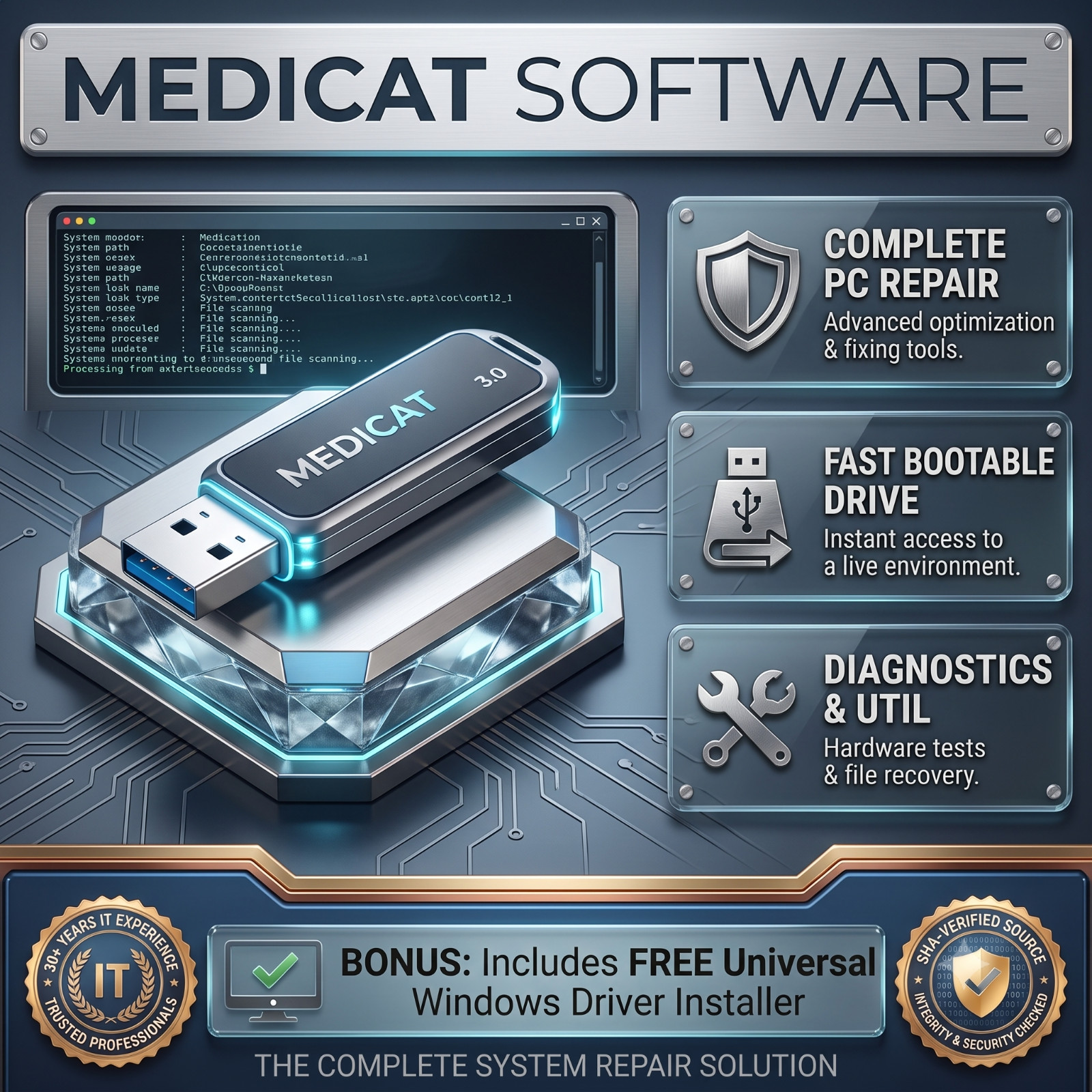 🔥MediCat PC Repair Recovery Toolkit🔥3 Pack: USB or DVD🔥System Rescue Bootable