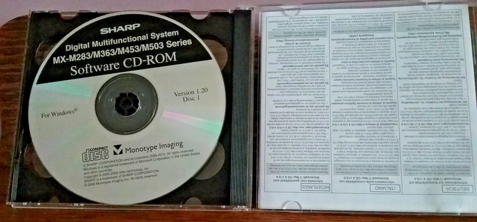 Sharp Digital Multifunc System Software MX-M283/M363/Ms453/M503 & Network Scan