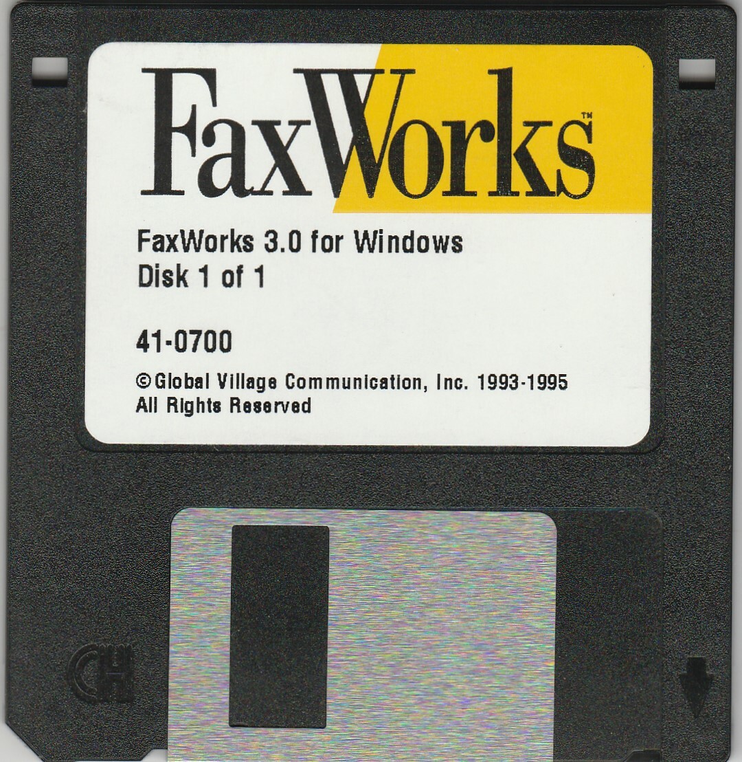 FaxWorks 3.0 for Windows by Global Village ~ 3.5″ disk 1995