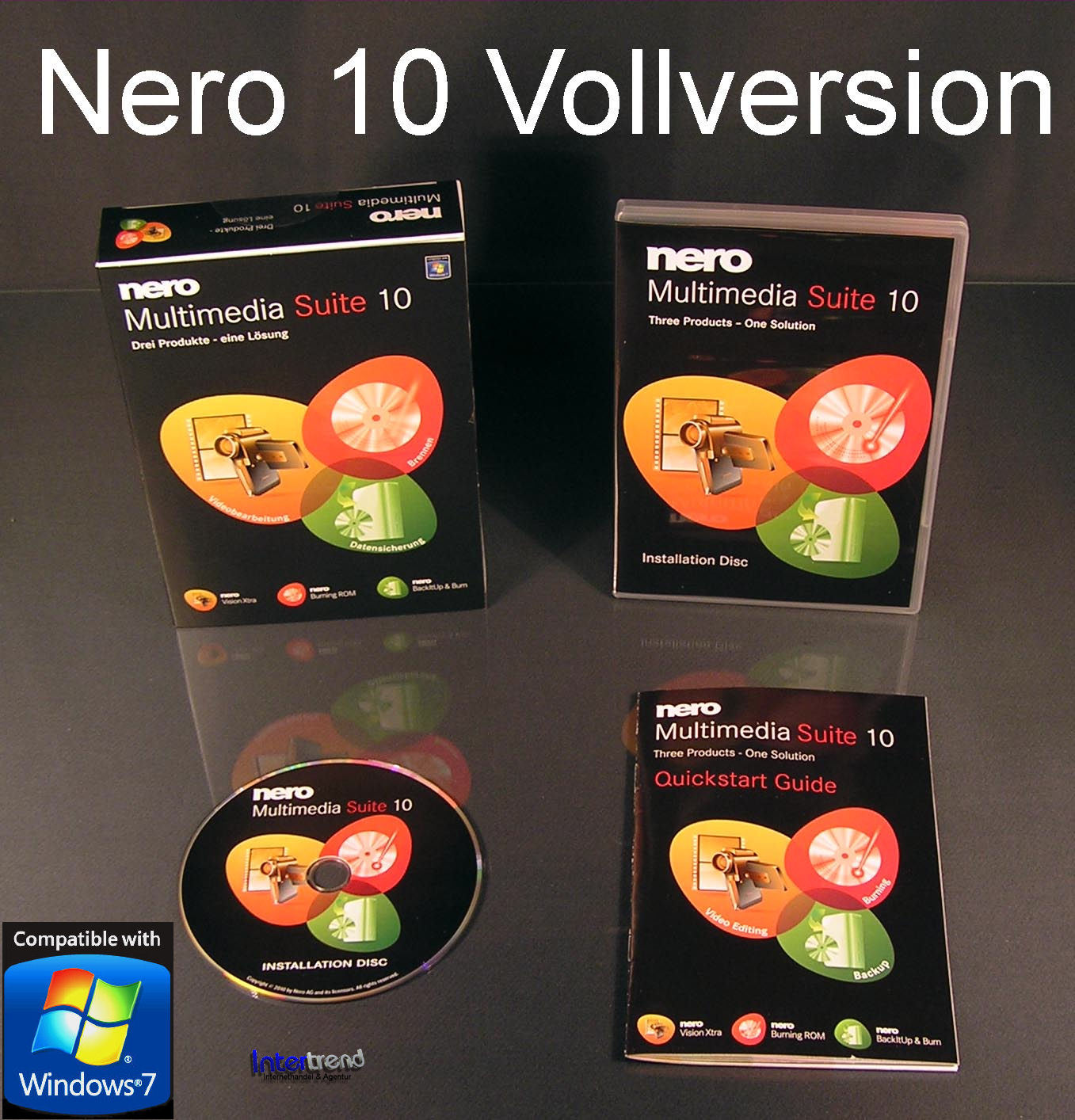 Nero 10 Multimedia Suite Full Version Box + CD 3-in1 BackItUp Burning Software + Original Packaging