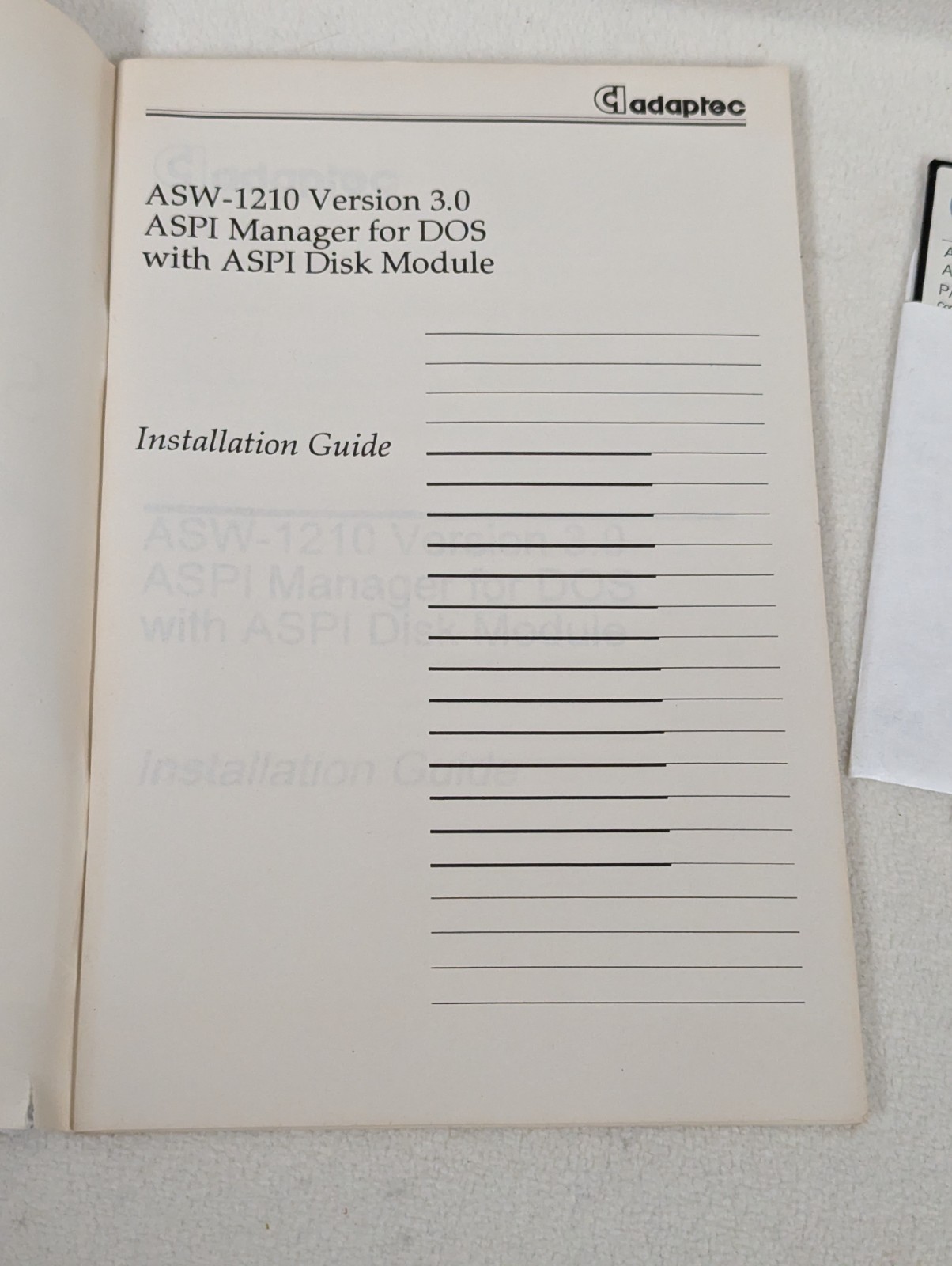 ADAPTEC v3.0 ASPI DOS MANAGER ASW-1210 Windows 5.25″ & 3.5″ Install Floppy