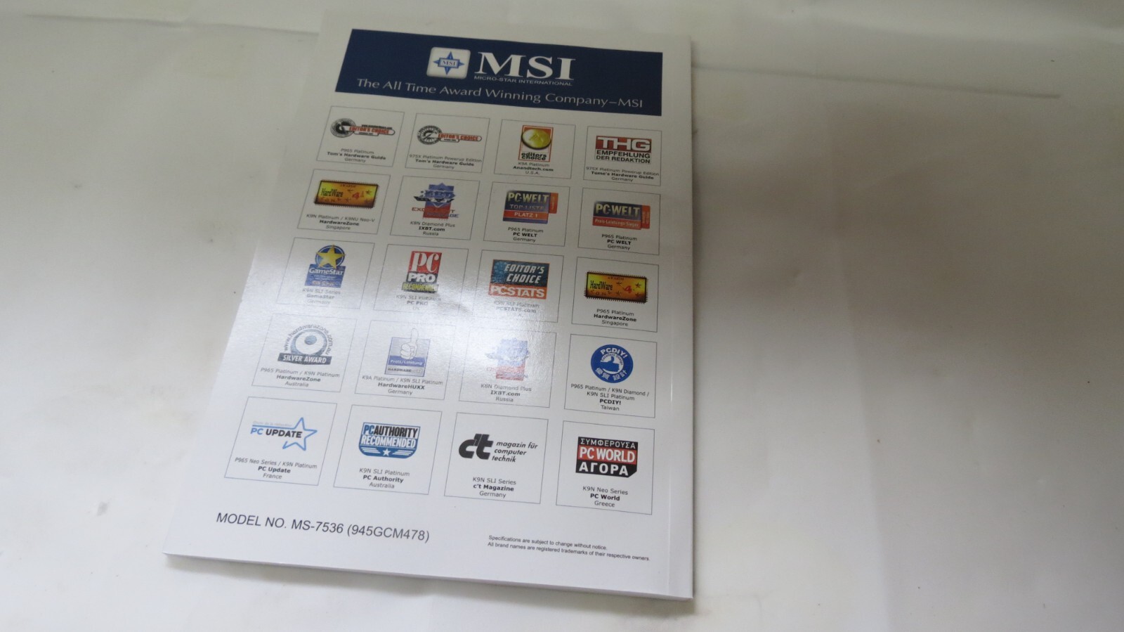 Genuine MSI Drivers & Utilities CD Intel Chipset For Windows XP G71-MI31020-J24