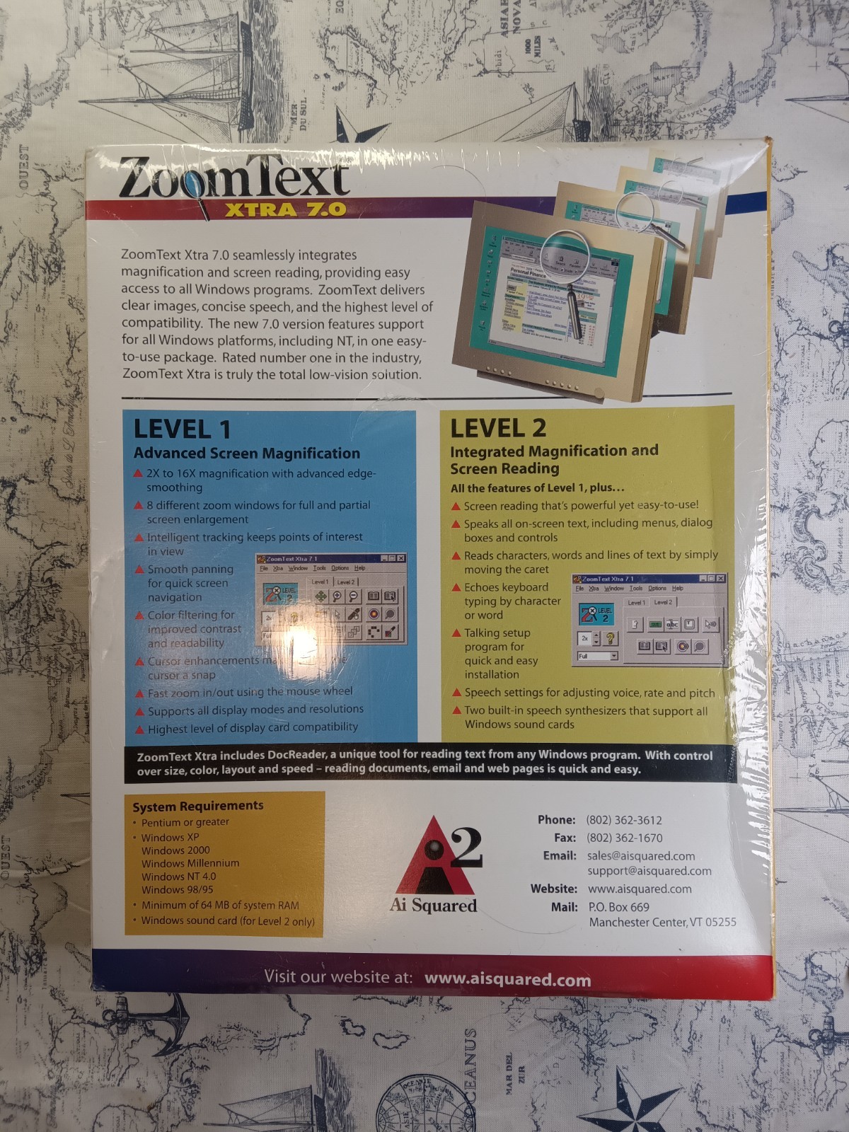 Ai Squared ZoomText Xtra 7.1 Windows XP 98 95 PC CD-ROM Big Box New/Sealed