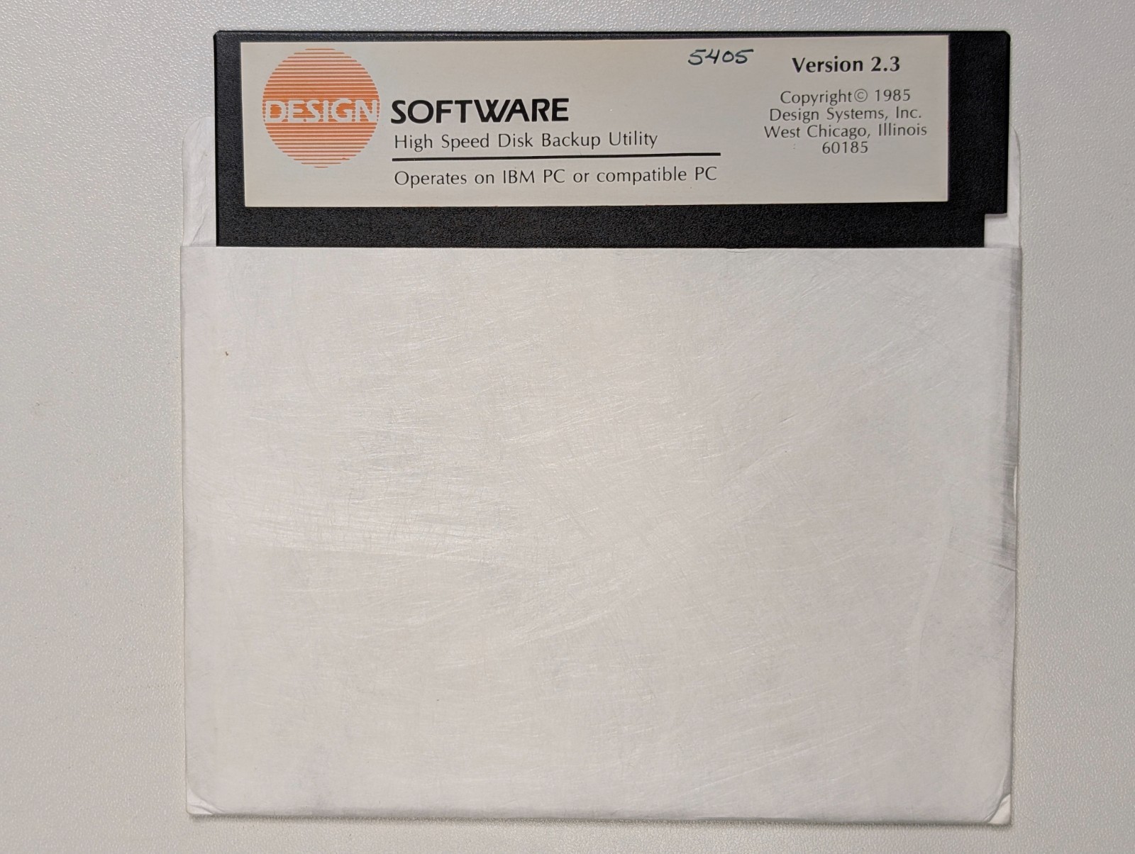Design Software High Speed Disk Backup Utility – Vintage 1985 IBM PC 5.25″ Disk